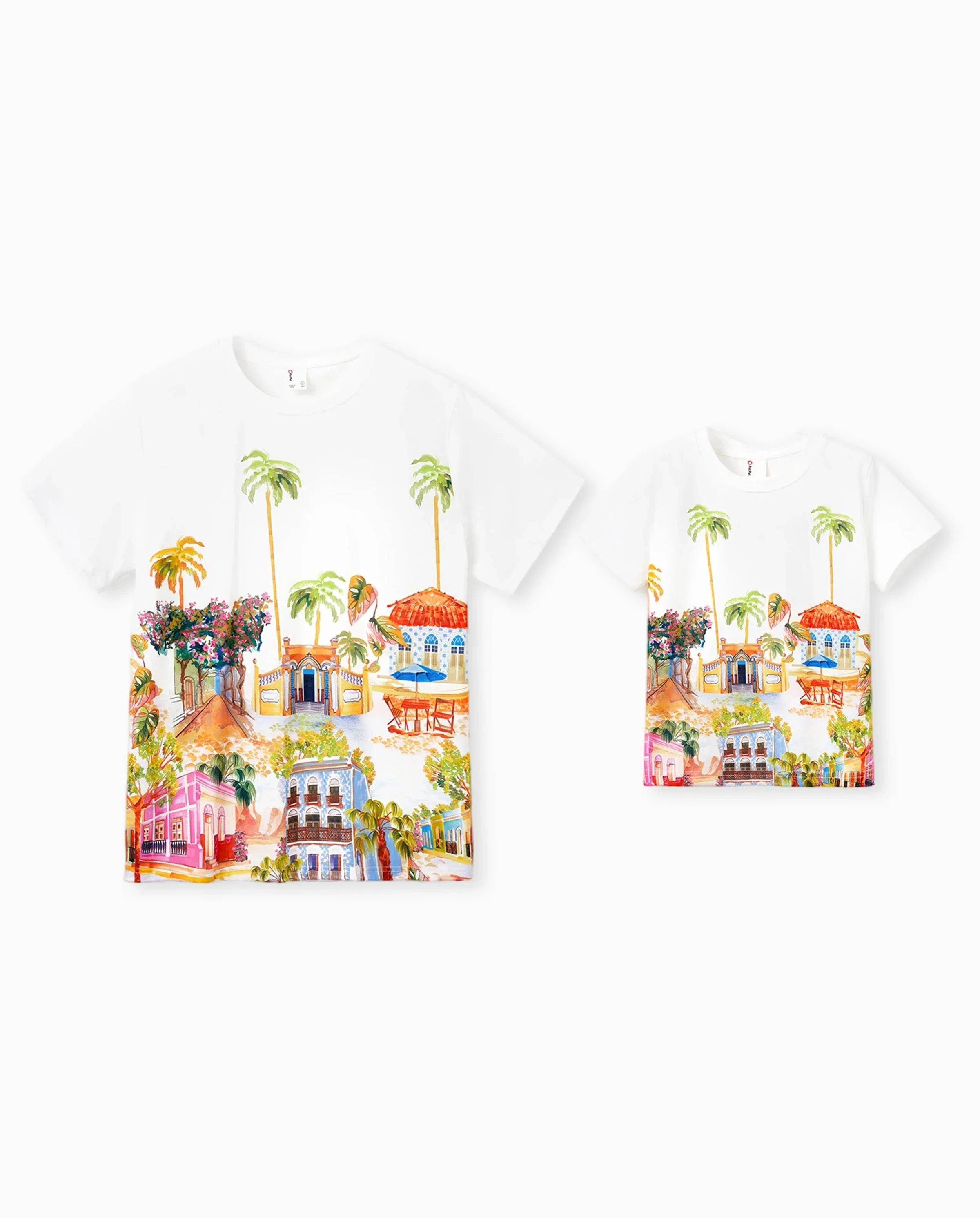 Daddy & Son Vacation Set Tropical Pineapple Coconut Tree Print Short-sleeve T-shirt or Hollow out Strap Dress for Summer Vacation White - Image 7