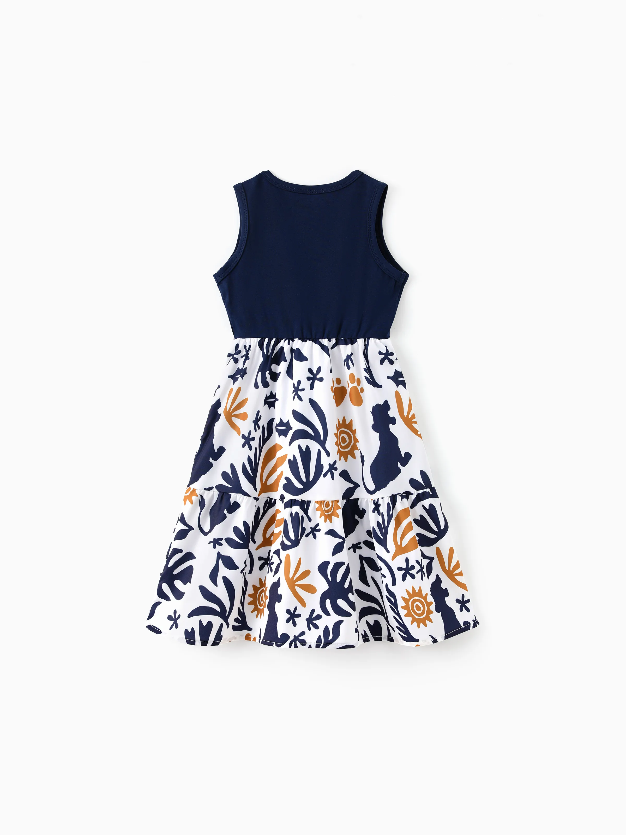 Disney Lion King Daddy & Daughter Simba Palm Leaf Pattern Colorblock Dress/Top/Romper Dark Blue - Image 9