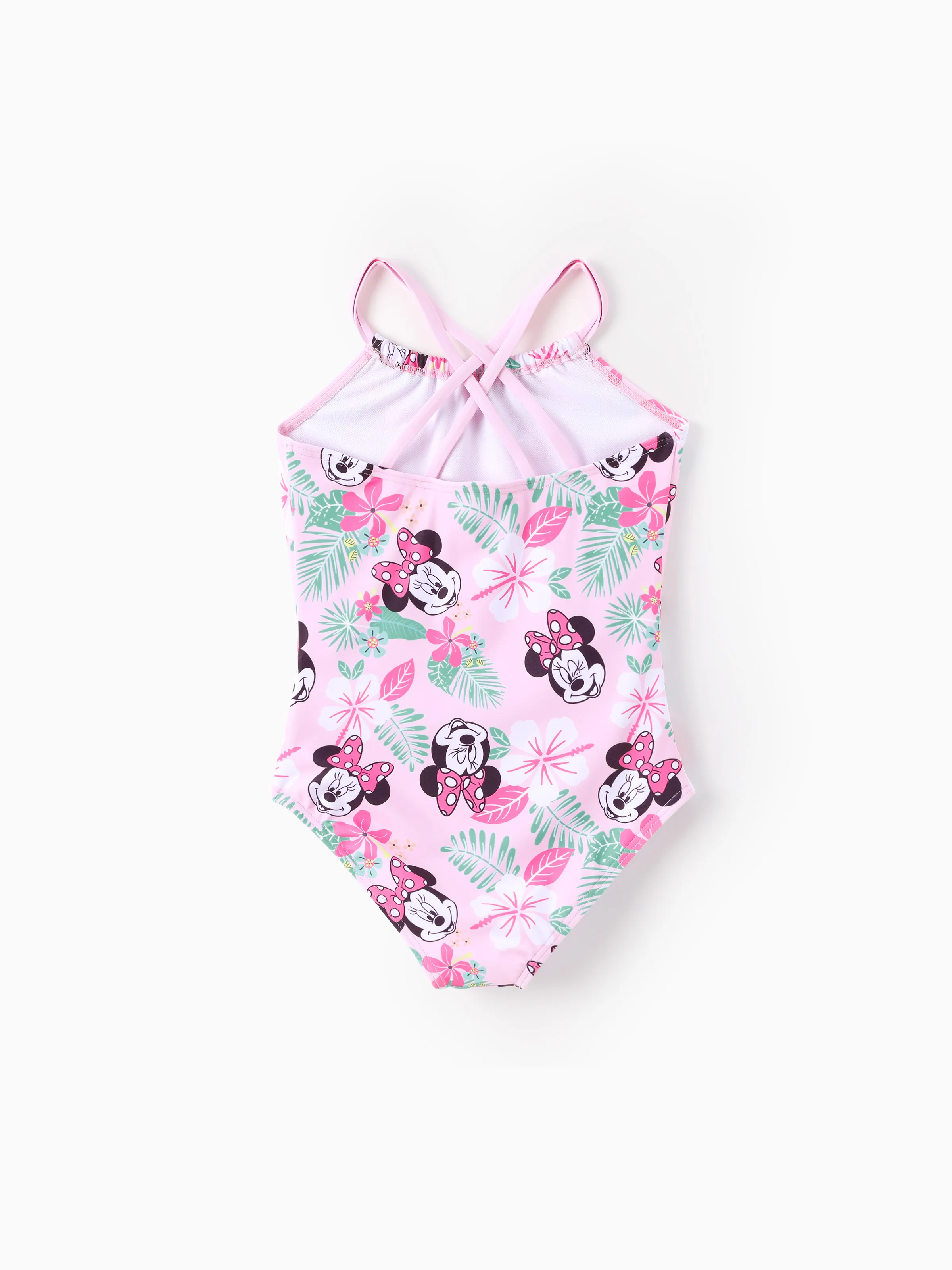 Disney Mickey and Friends Toddler/Kid Girl 1pc Minnie Mouse Floral Print UPF 50+ Swimsuit Pink - Image 2