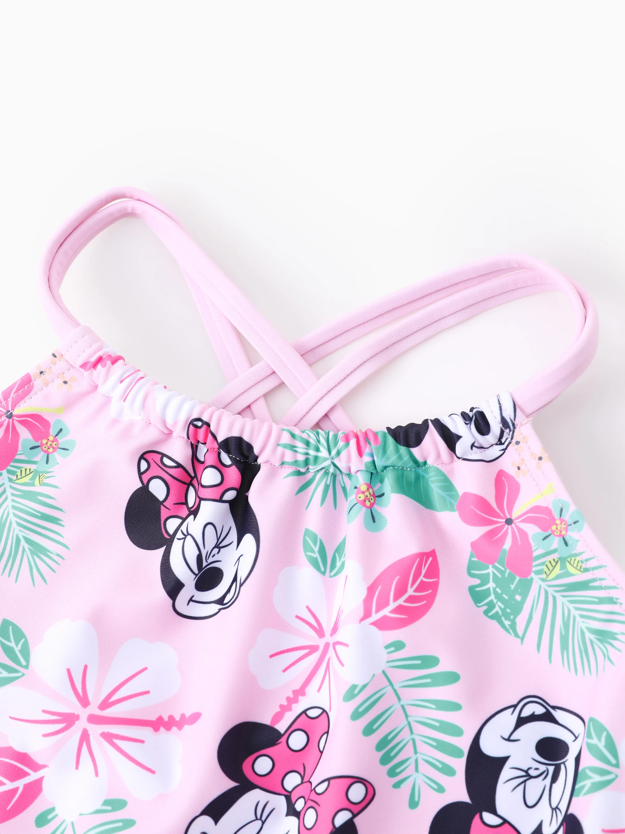 Disney Mickey and Friends Toddler/Kid Girl 1pc Minnie Mouse Floral Print UPF 50+ Swimsuit Pink - Image 3