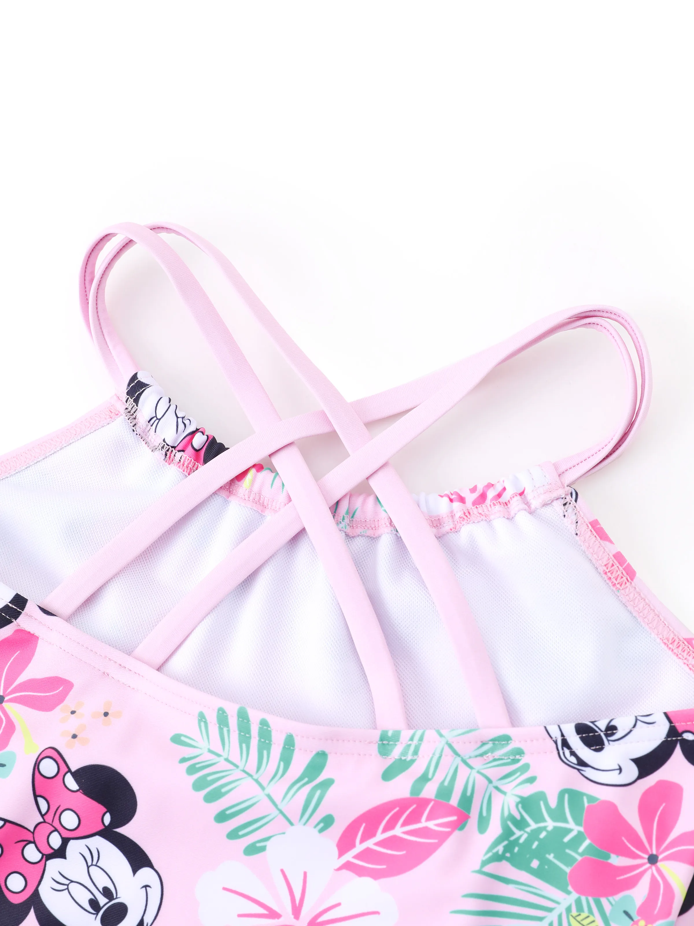 Disney Mickey and Friends Toddler/Kid Girl 1pc Minnie Mouse Floral Print UPF 50+ Swimsuit Pink - Image 4