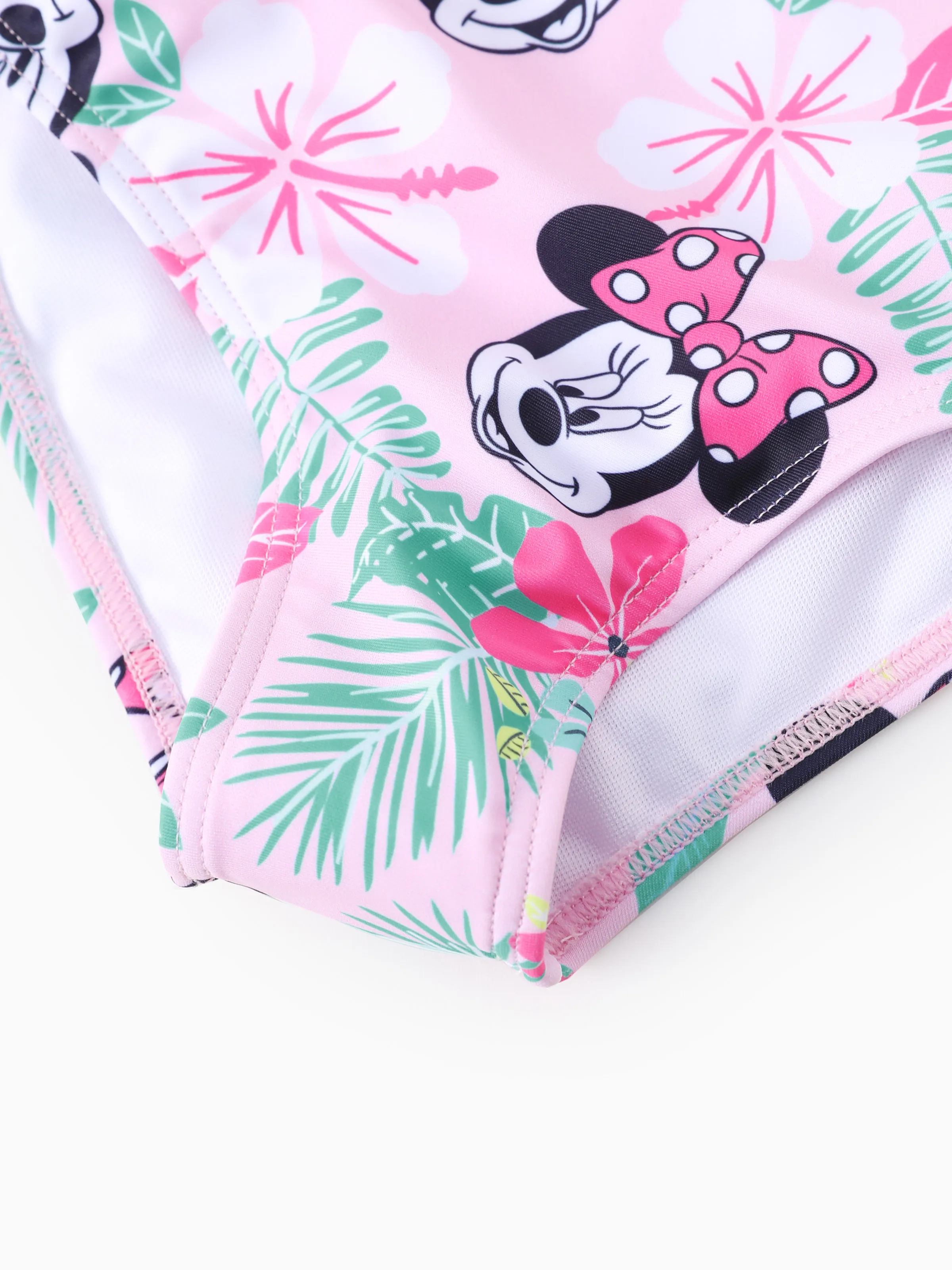 Disney Mickey and Friends Toddler/Kid Girl 1pc Minnie Mouse Floral Print UPF 50+ Swimsuit Pink - Image 6