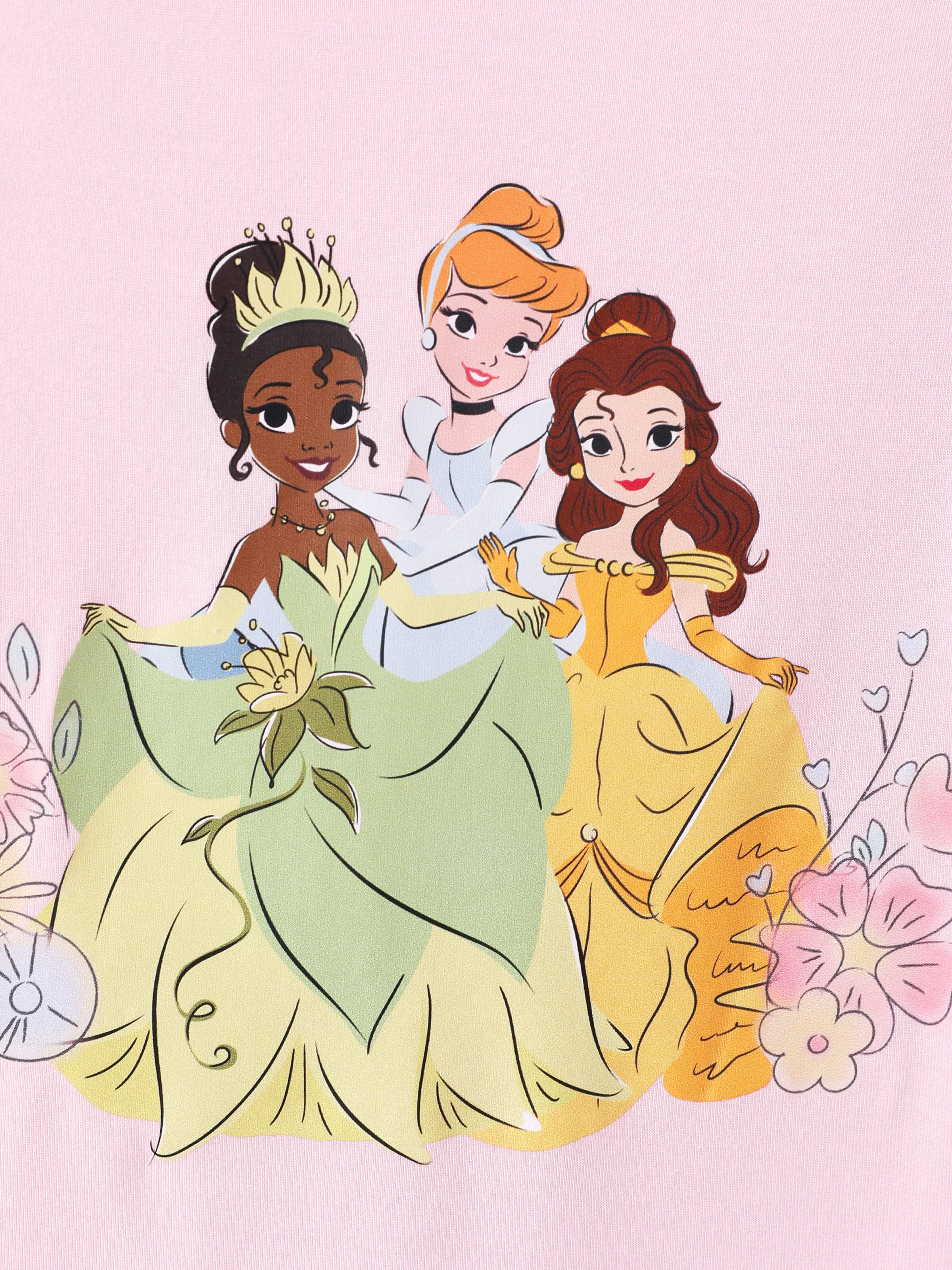 Disney Princess Baby Girl 2pcs Tiana/Cinderella/Belle Bamboo Ruffle Sleeves Top and Leggings Set Pink - Image 2