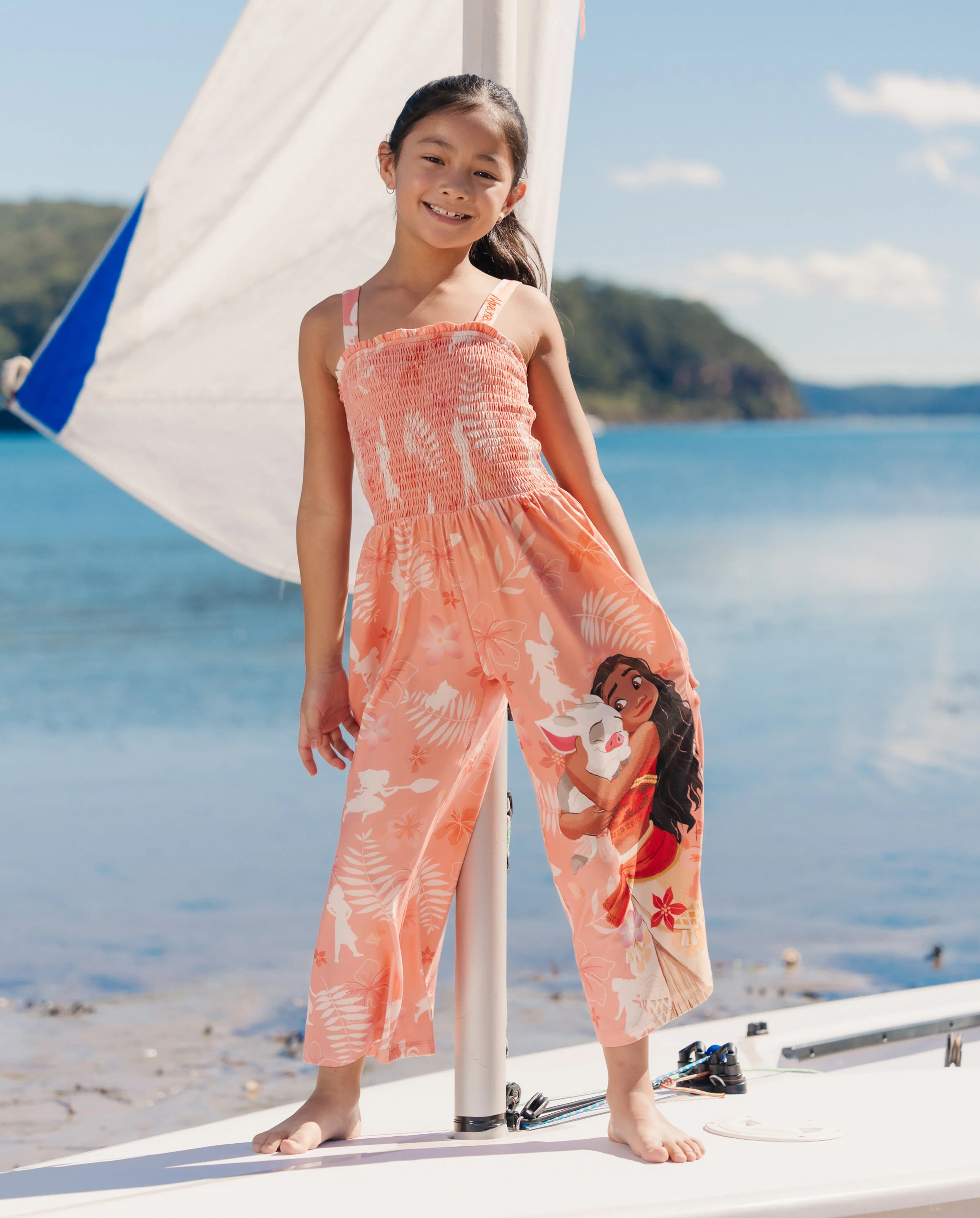 Disney Princess Mommy and Me Moana Allover Print Jumpsuit Orange red - Image 3