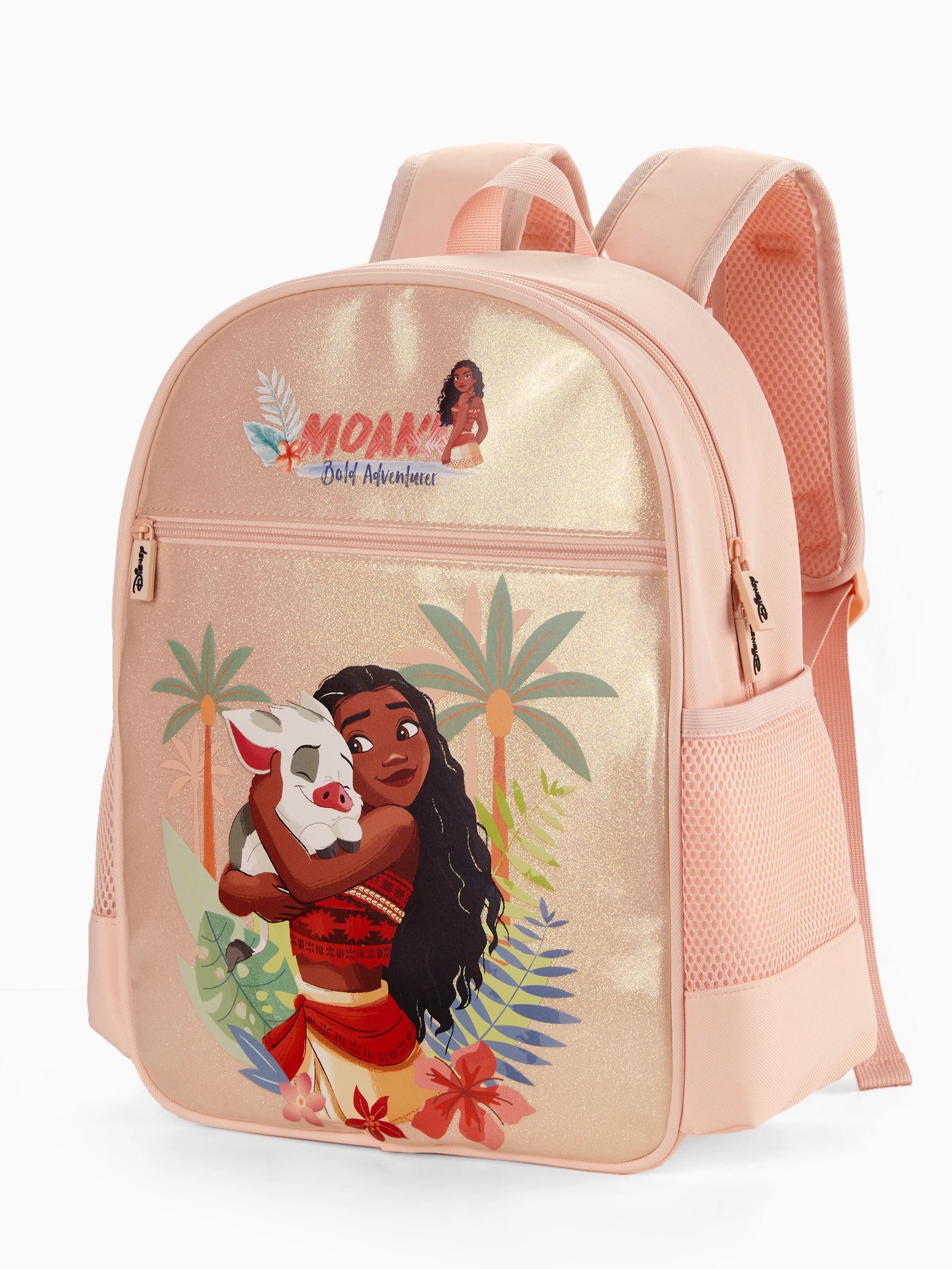 Disney Princess Toddler Girls Moana Pink Glitter Backpack with Chest Strap & Bottle Pockets Apricot - Image 2