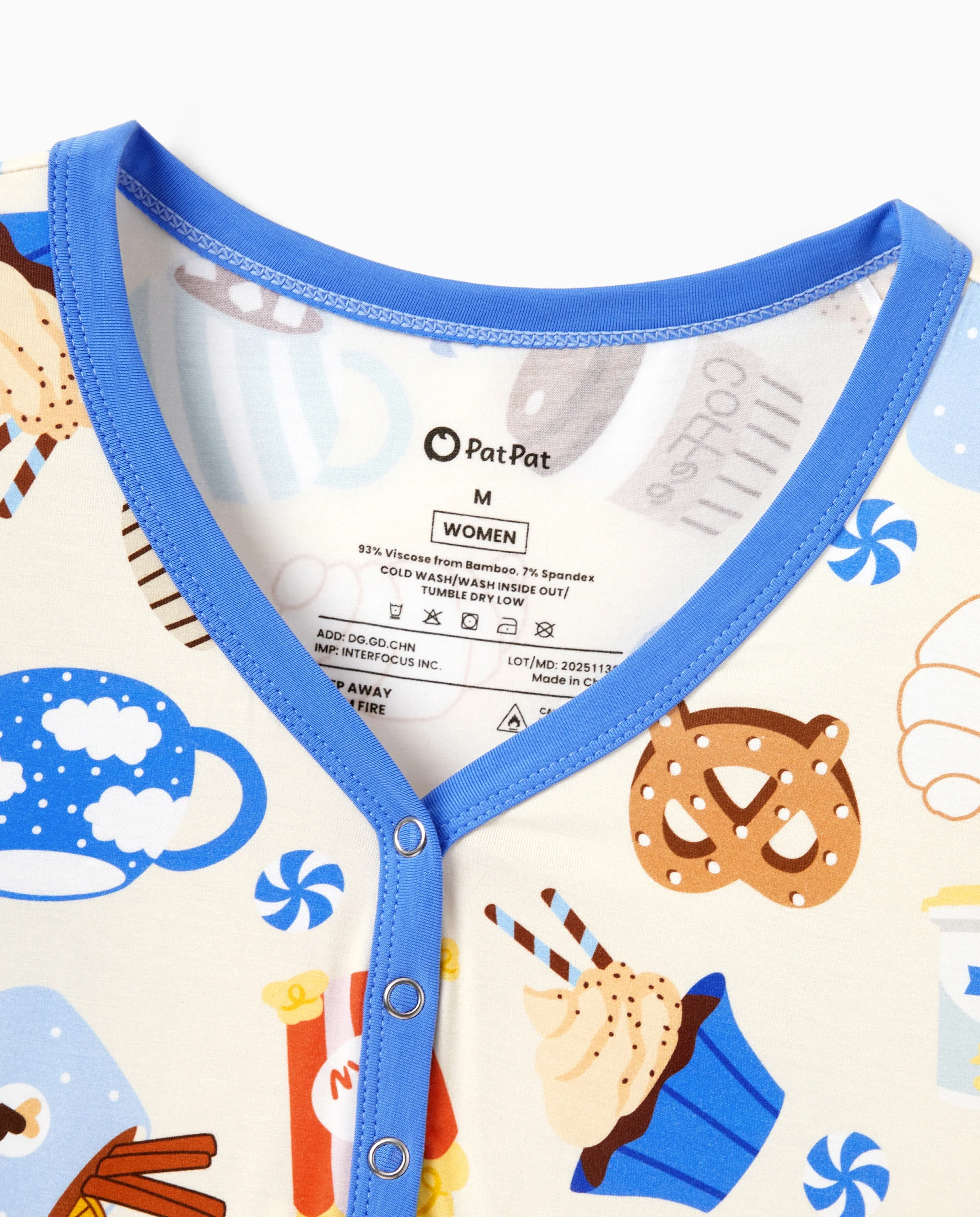 Family Matching Bamboo Pajamas Buttery Soft Bamboo Viscose PJs for Men Women Kids Toddler Baby, Cozy Dessert Print Short-sleeve Sleepwear Blue - Image 8