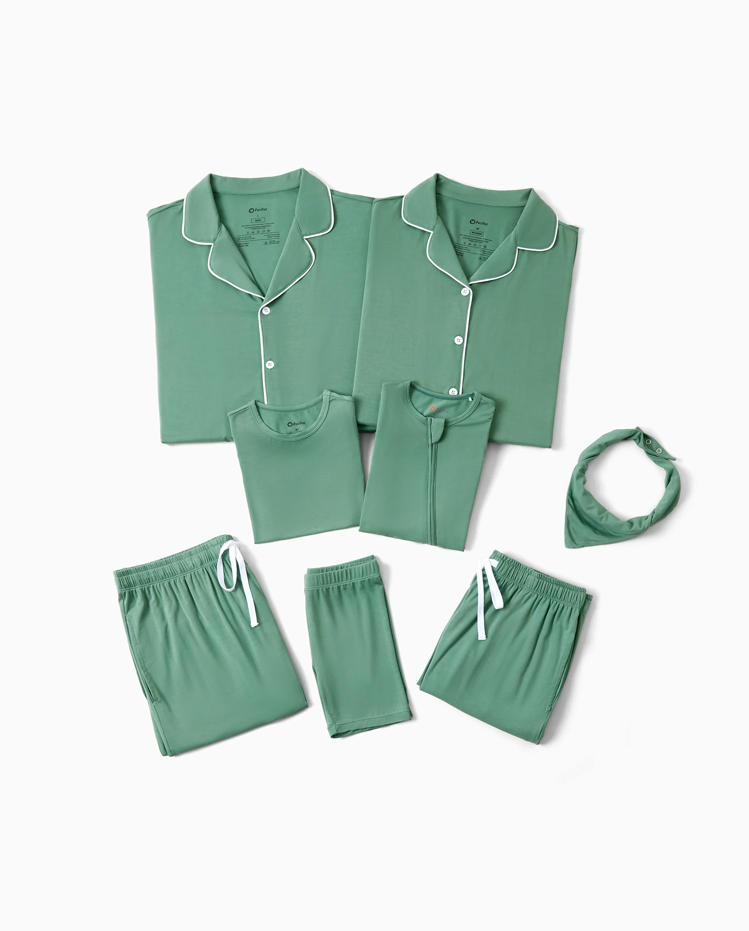 Family Matching Bamboo Pajamas Buttery Soft Bamboo Viscose PJs for Men Women Kids Toddler Baby, Solid Color Short Sleeve Shirt & Shorts Sleepwear Green - Image 10