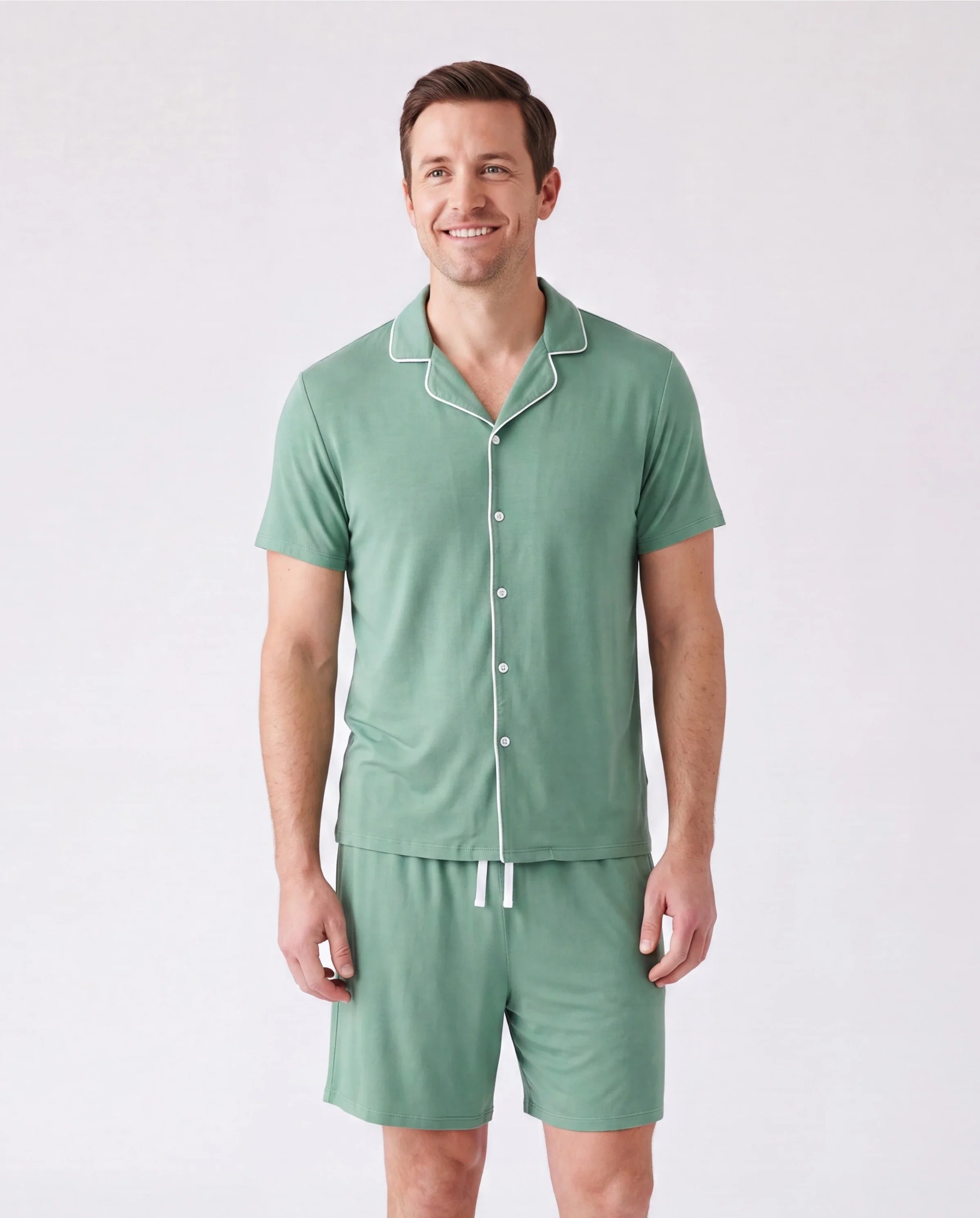 Family Matching Bamboo Pajamas Buttery Soft Bamboo Viscose PJs for Men Women Kids Toddler Baby, Solid Color Short Sleeve Shirt & Shorts Sleepwear Green - Image 5