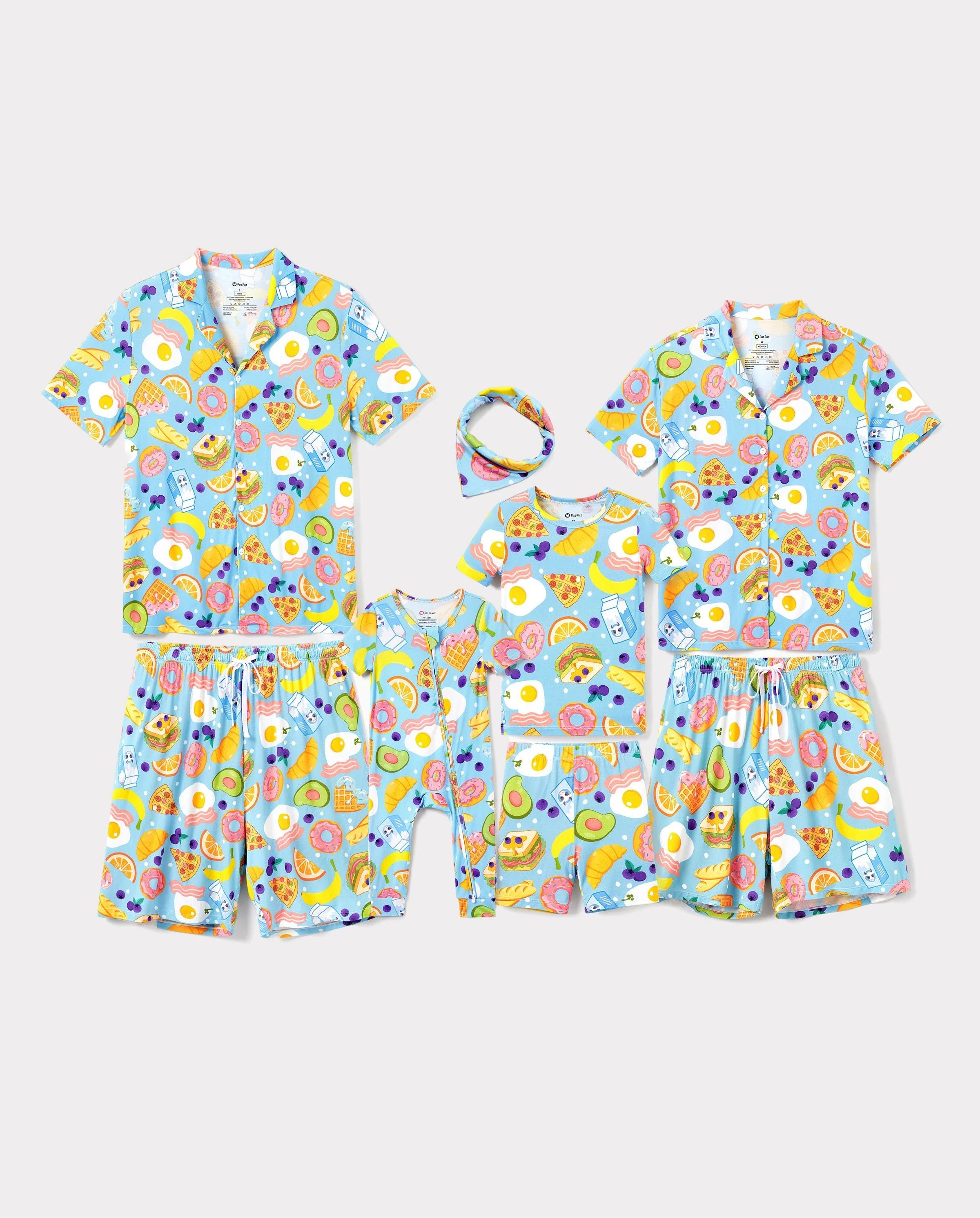 Family Matching Bamboo Pajamas Soft Bamboo Viscose PJs for Men Women Kids Toddler, Fun Food & Fruit Print Short-sleeve Sleepwear Blue - Image 10