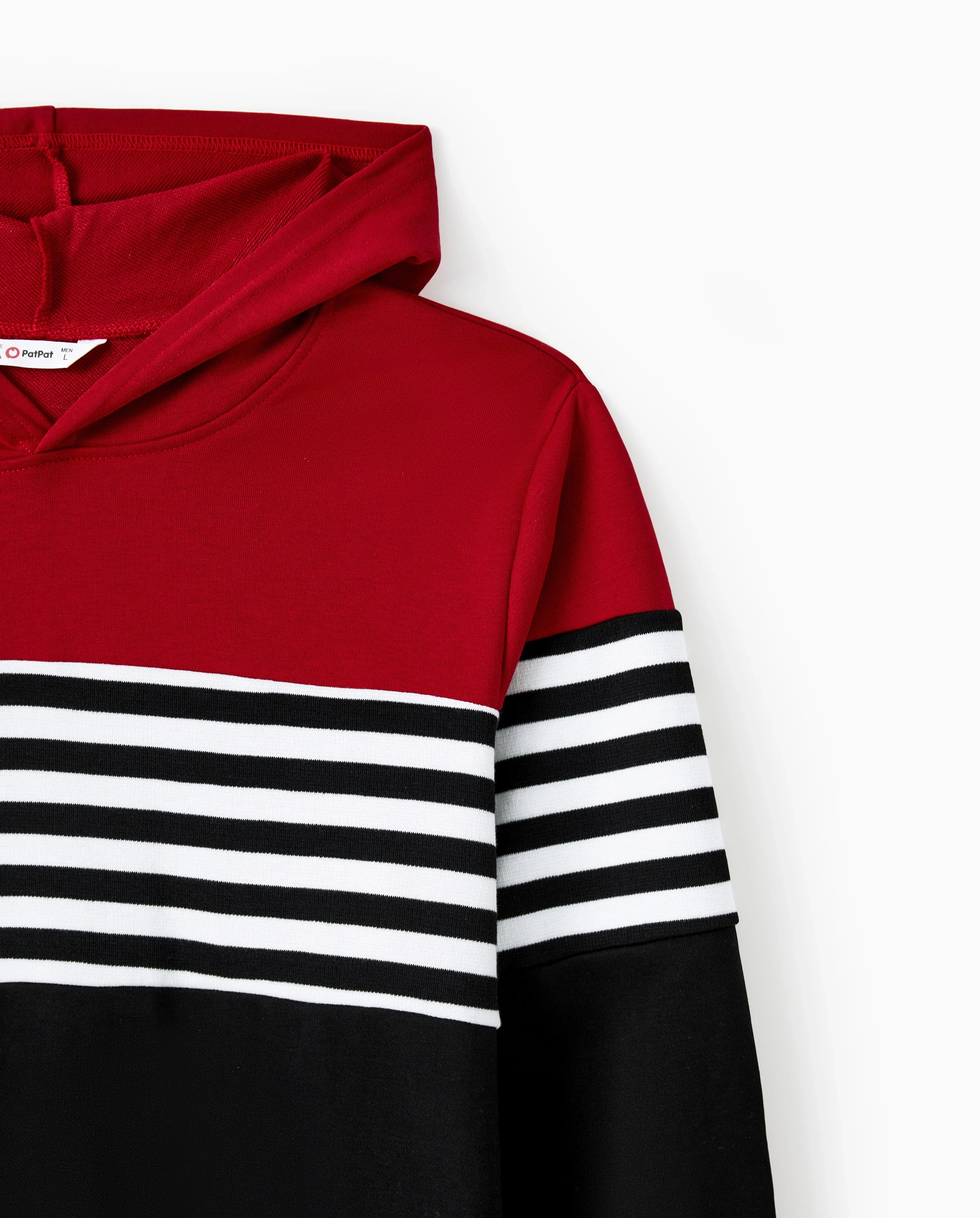 Family Matching Casual Color-block Stripes Print Long Sleeve Hooded Tops Color block - Image 8