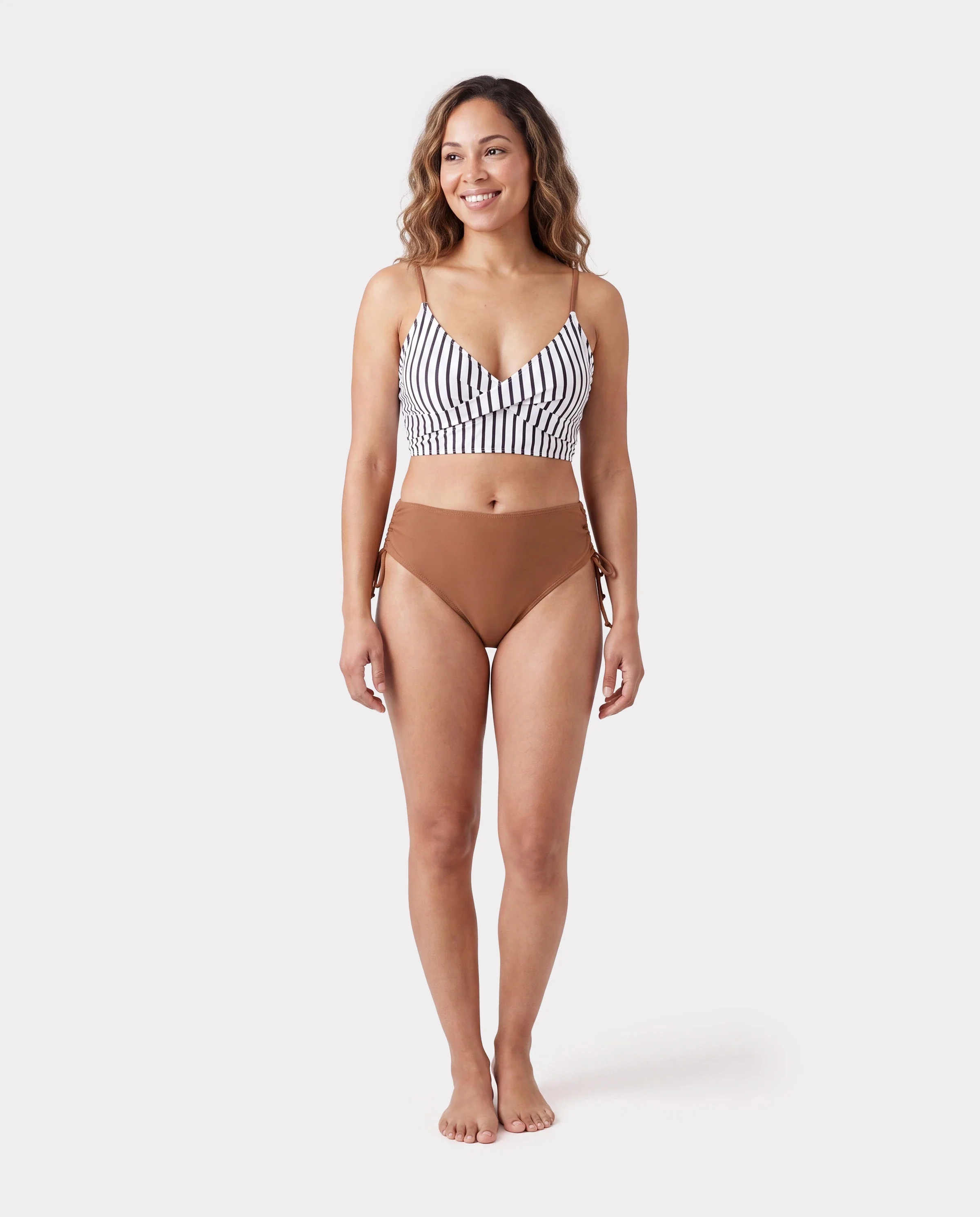 Family Matching Color Block Swimsuits Striped Bikini & Swim Trunks Set Color block - Image 2