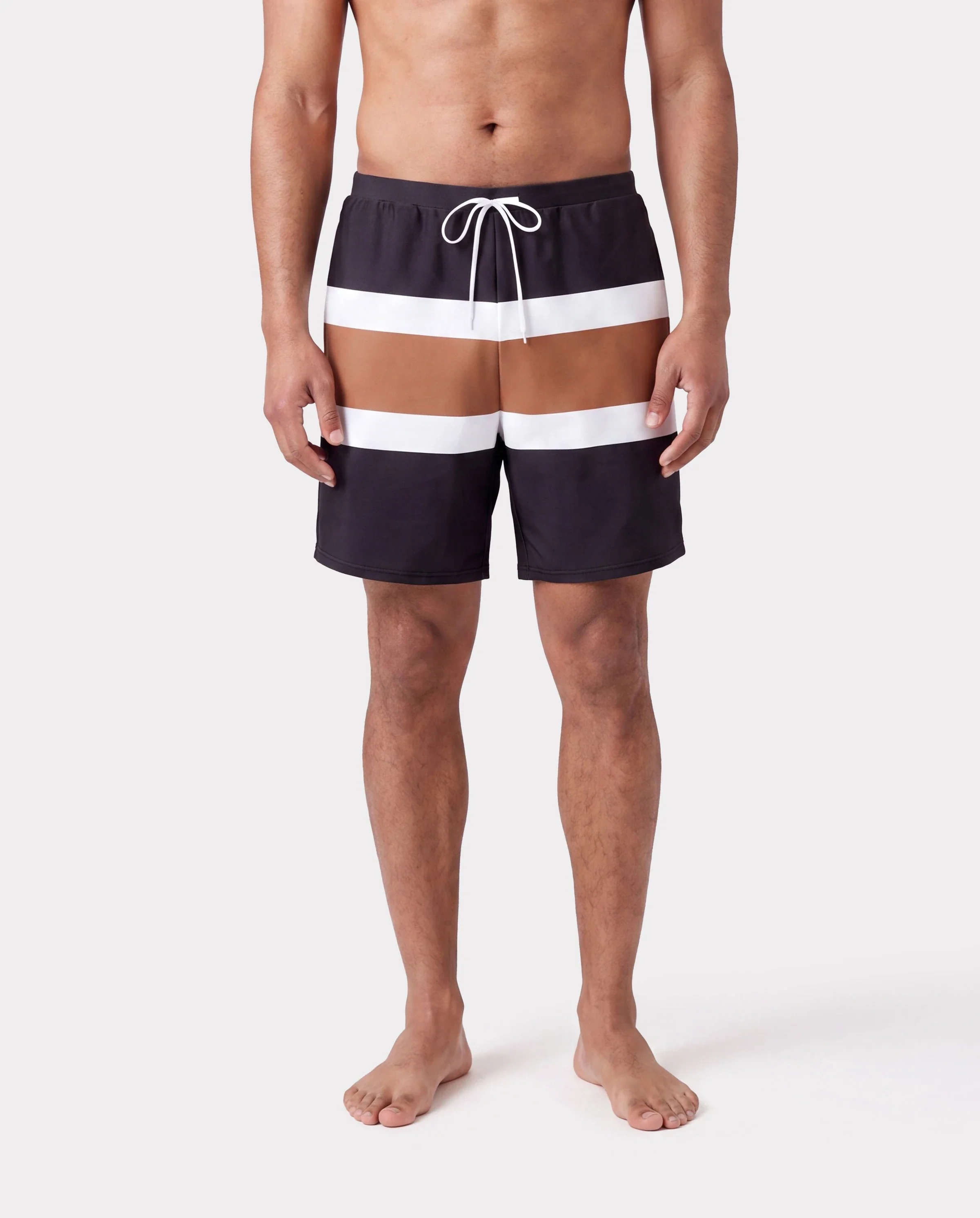 Family Matching Color Block Swimsuits Striped Bikini & Swim Trunks Set Color block - Image 5