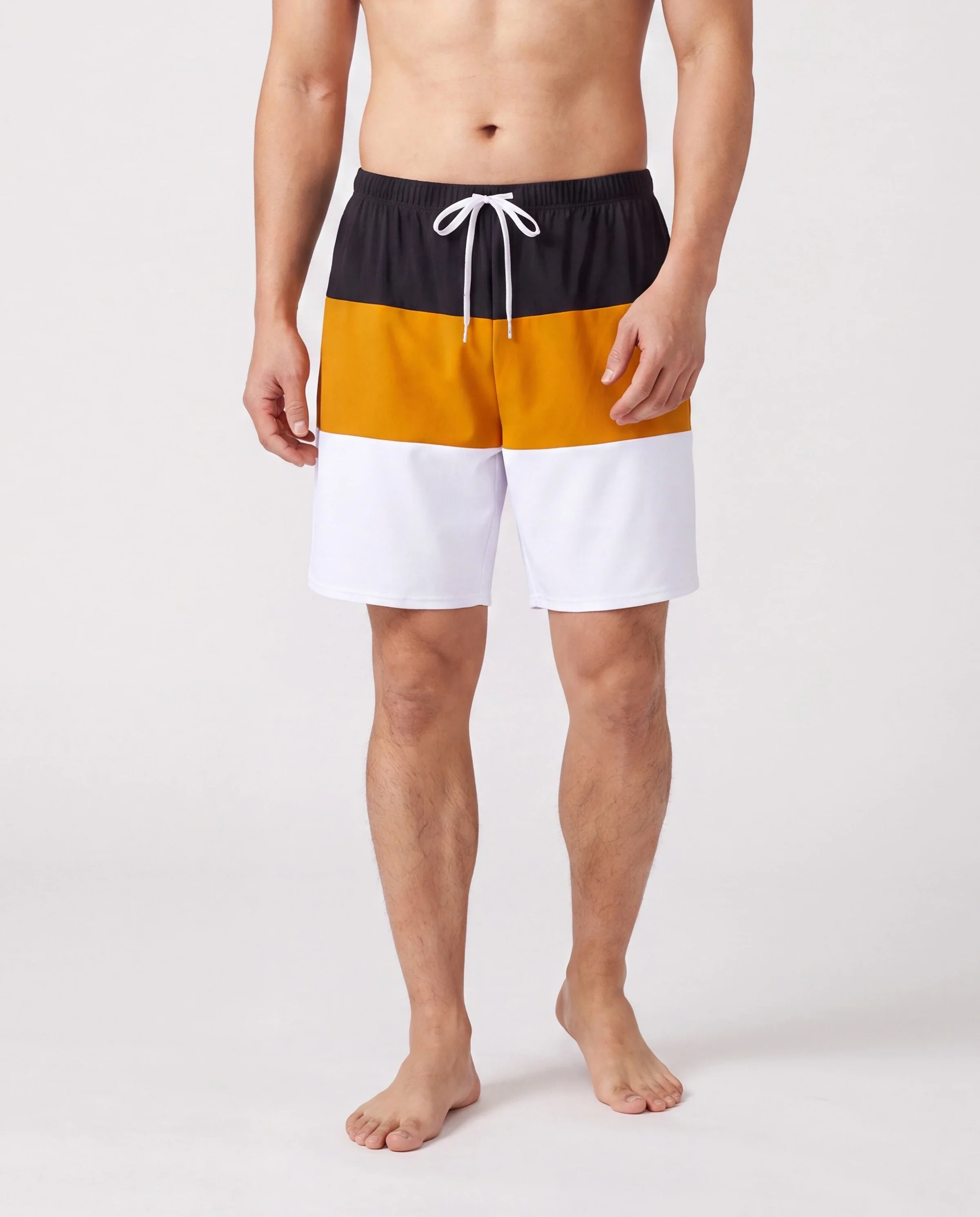 Family Matching Colorblock Swim Trunks Shorts or Cut Out Waist One-Shoulder One-piece Swimsuit Multi-color - Image 5