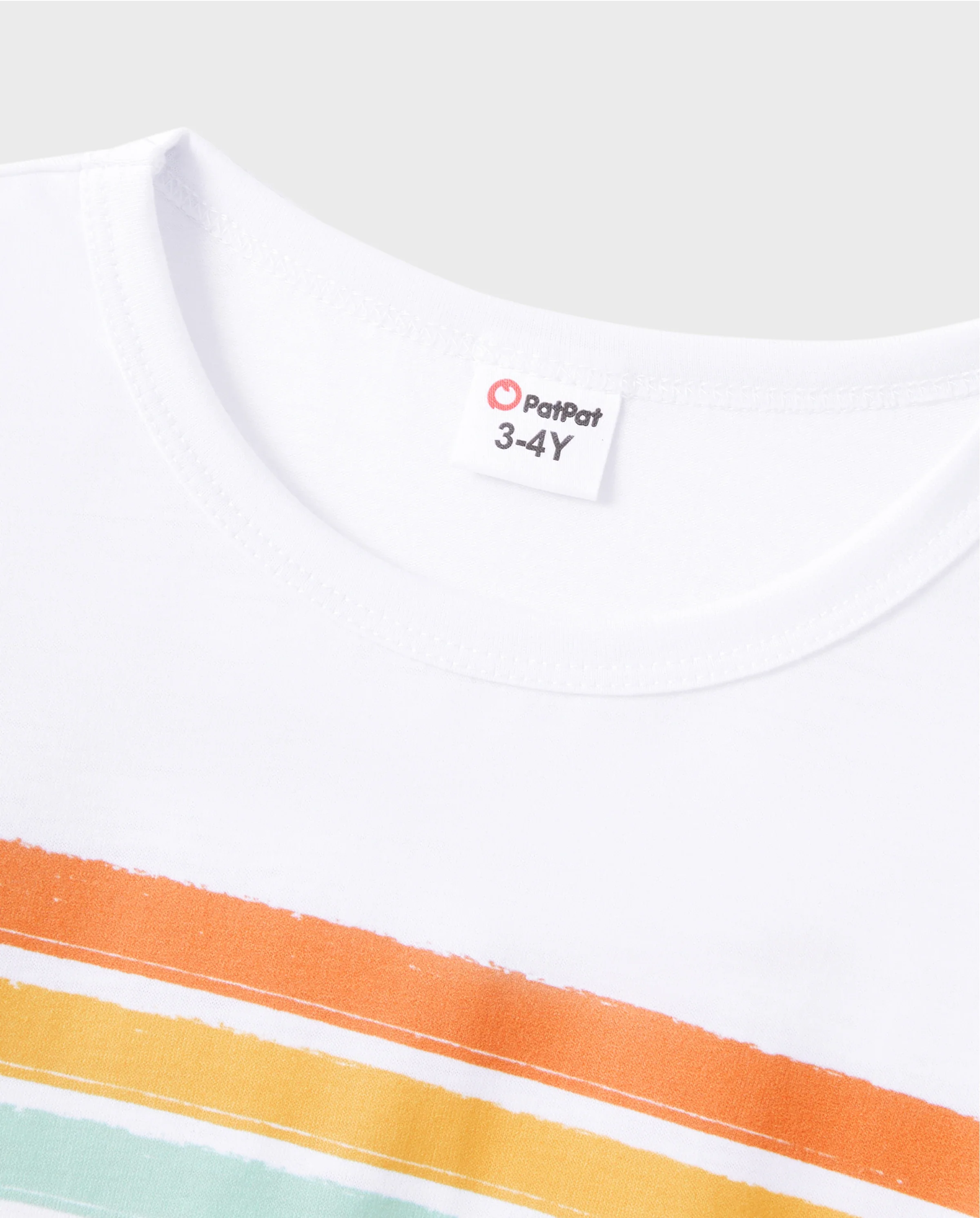 Daddy and Me Colorful Striped Short-sleeve T-shirts Sets Original White - Image 6