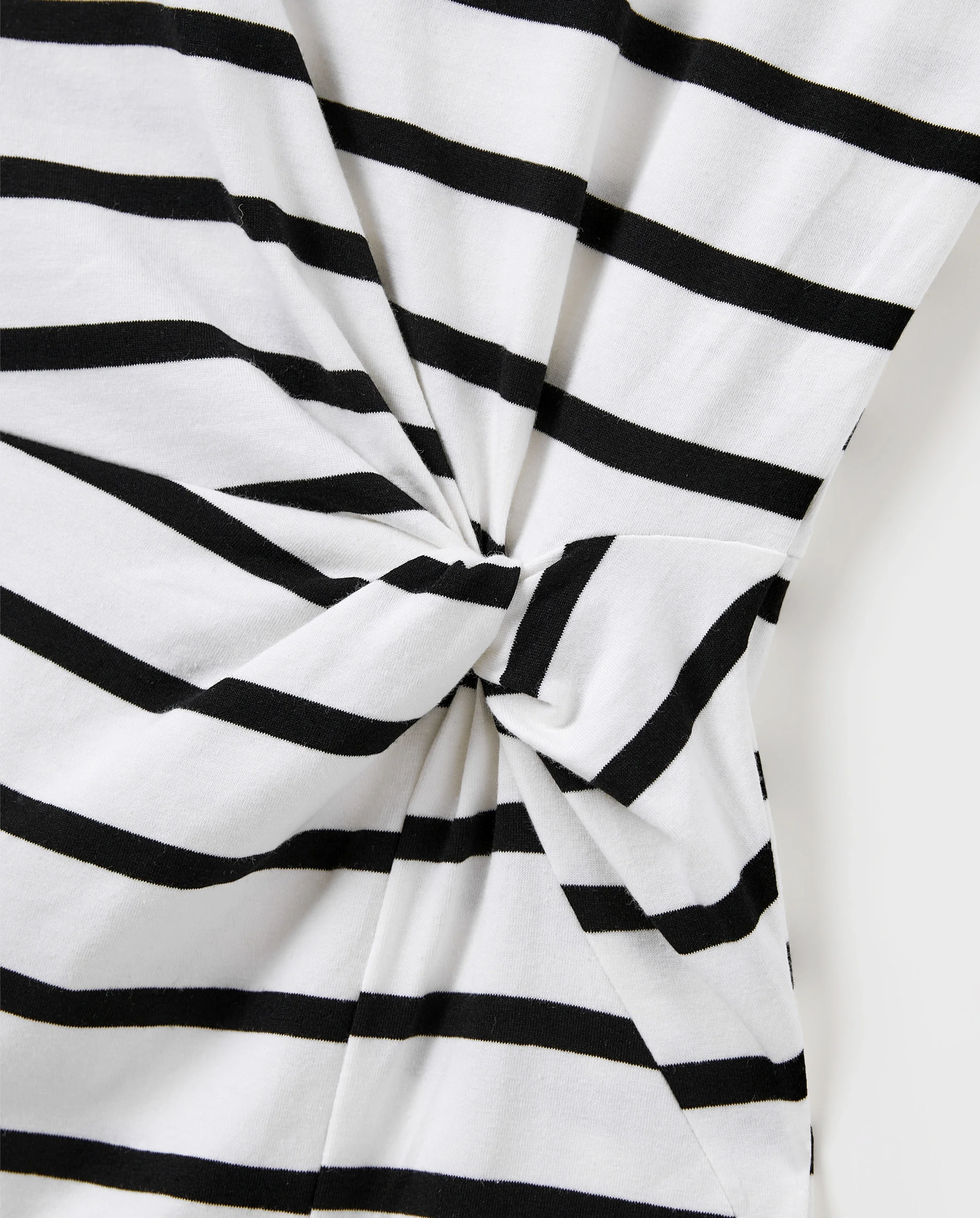 Family Matching Cotton Set Black and White Stripe T-shirt or Strap Bodycon Dress Black+White - Image 8