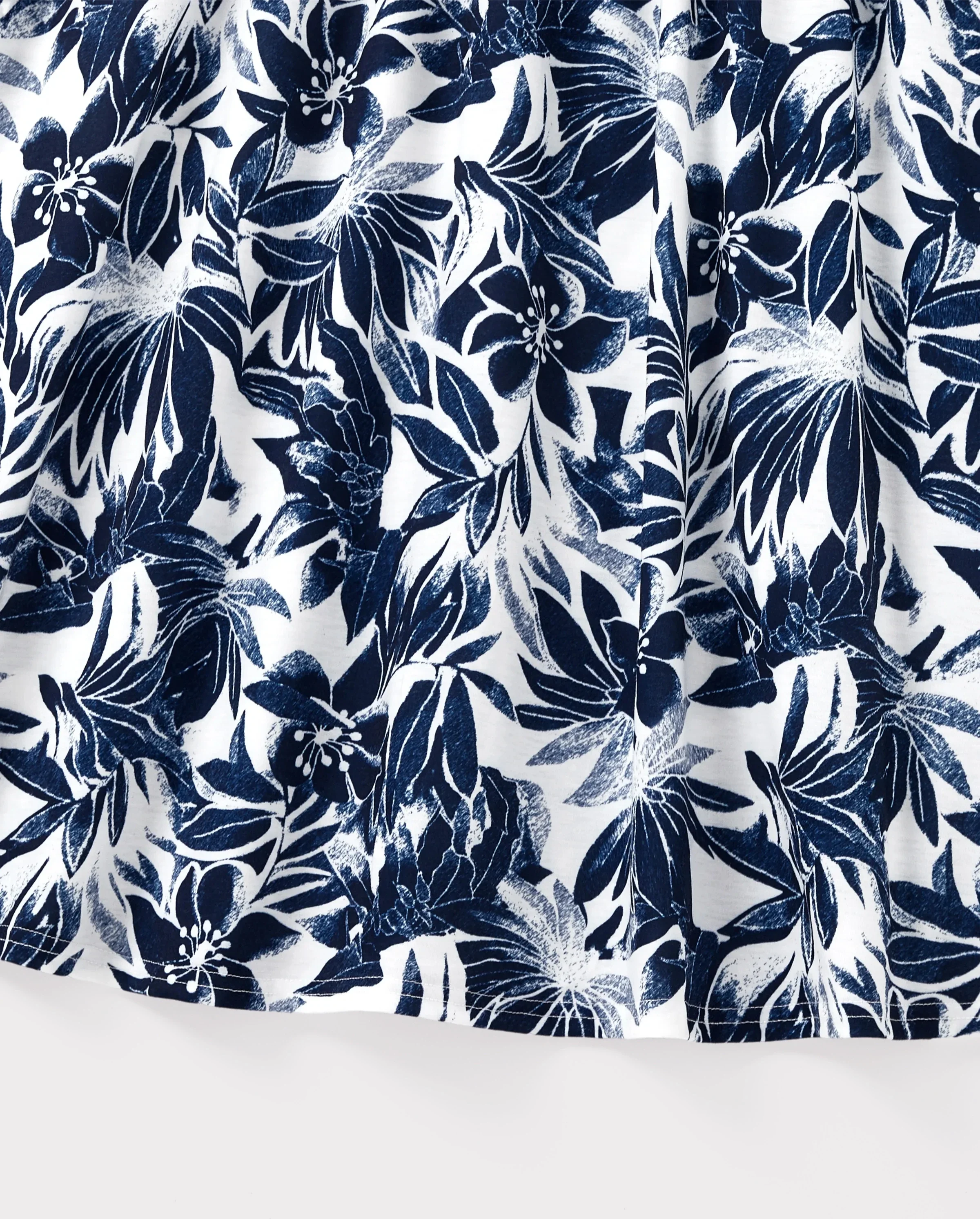 Family Matching Cotton Tee Flora Print Splicing Shirt or Tank Dress Deep Blue - Image 8