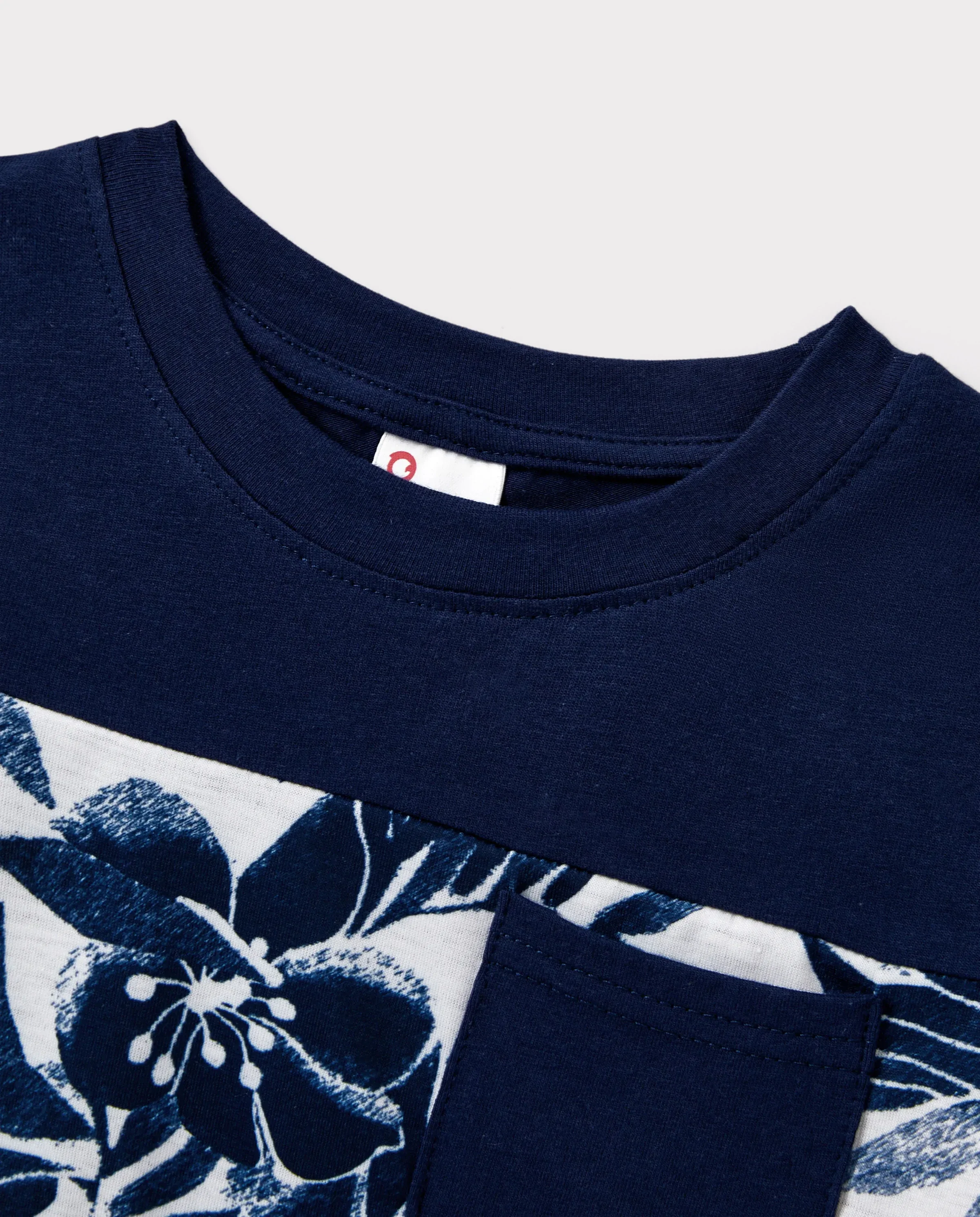 Family Matching Cotton Tee Flora Print Splicing Shirt or Tank Dress Deep Blue - Image 9