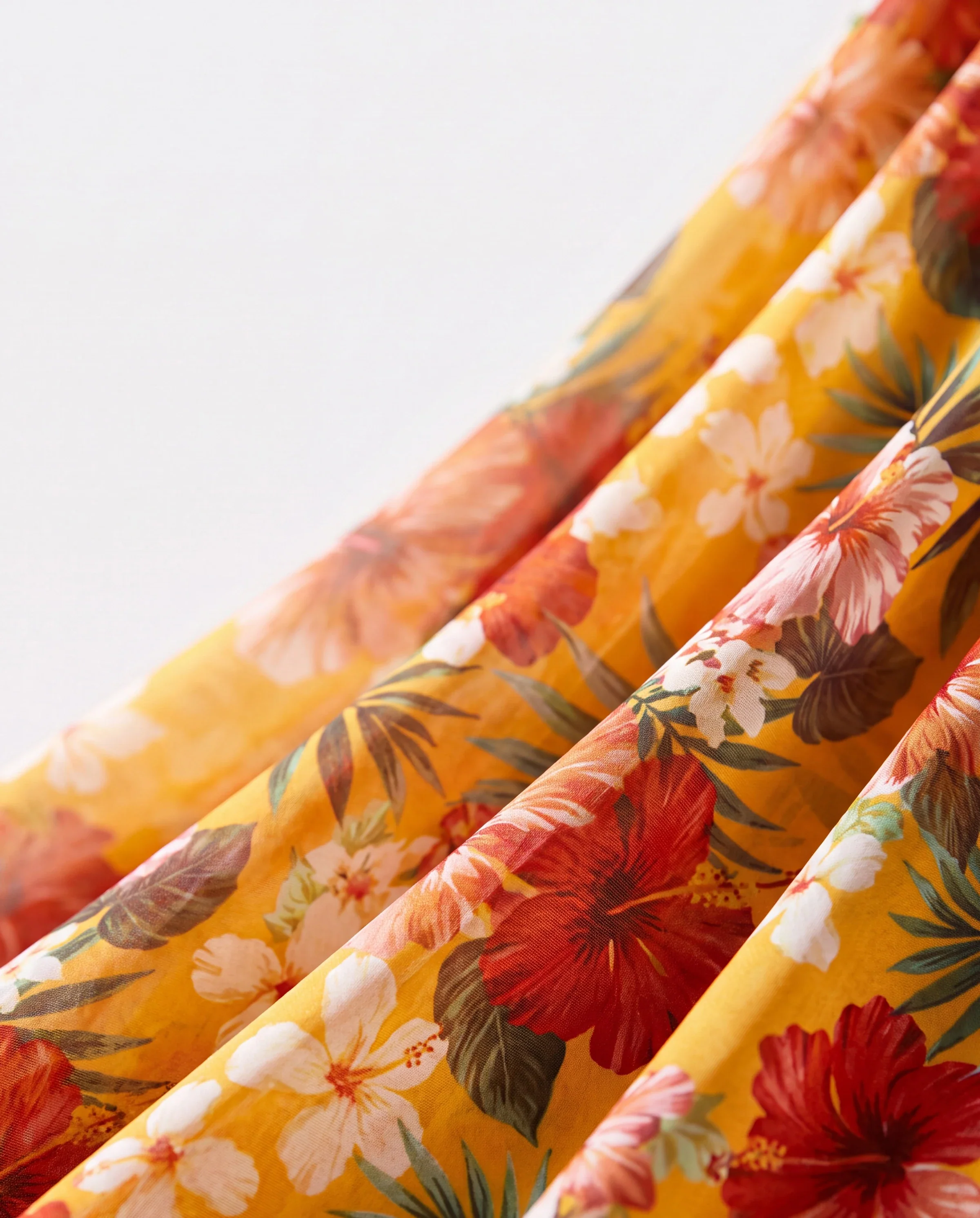 Family Matching Floral Drawstring Swim Trunks or Flowy Spliced Mesh Swim Dress with Triangle Swim Bottom Yellow - Image 6