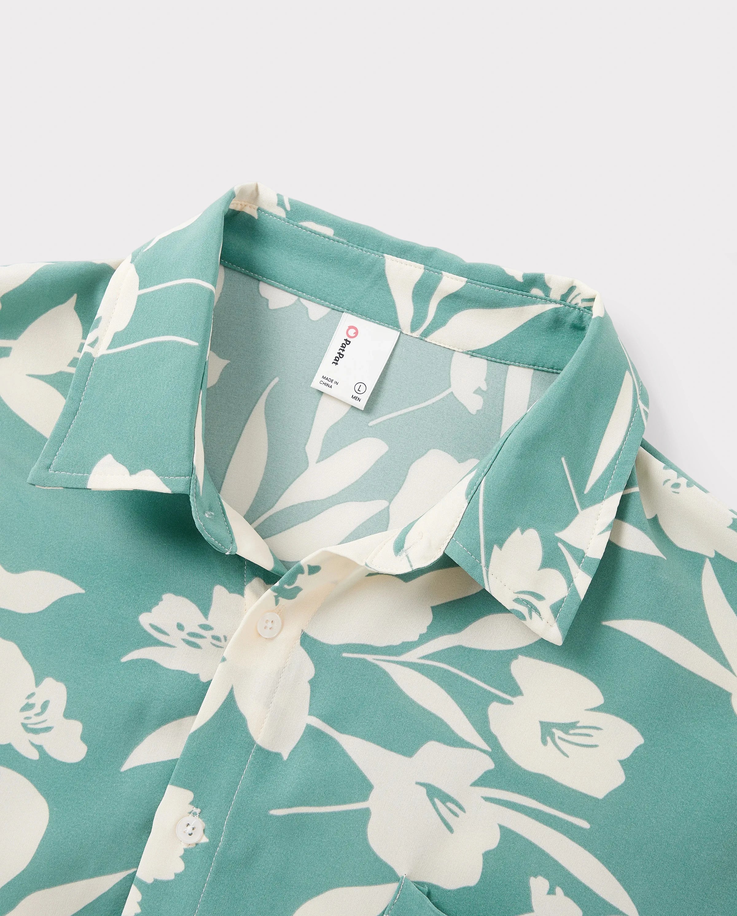 Family Matching Leaf Print Green Short-sleeve Shirt or Sling Shirred Dress Set Green - Image 10