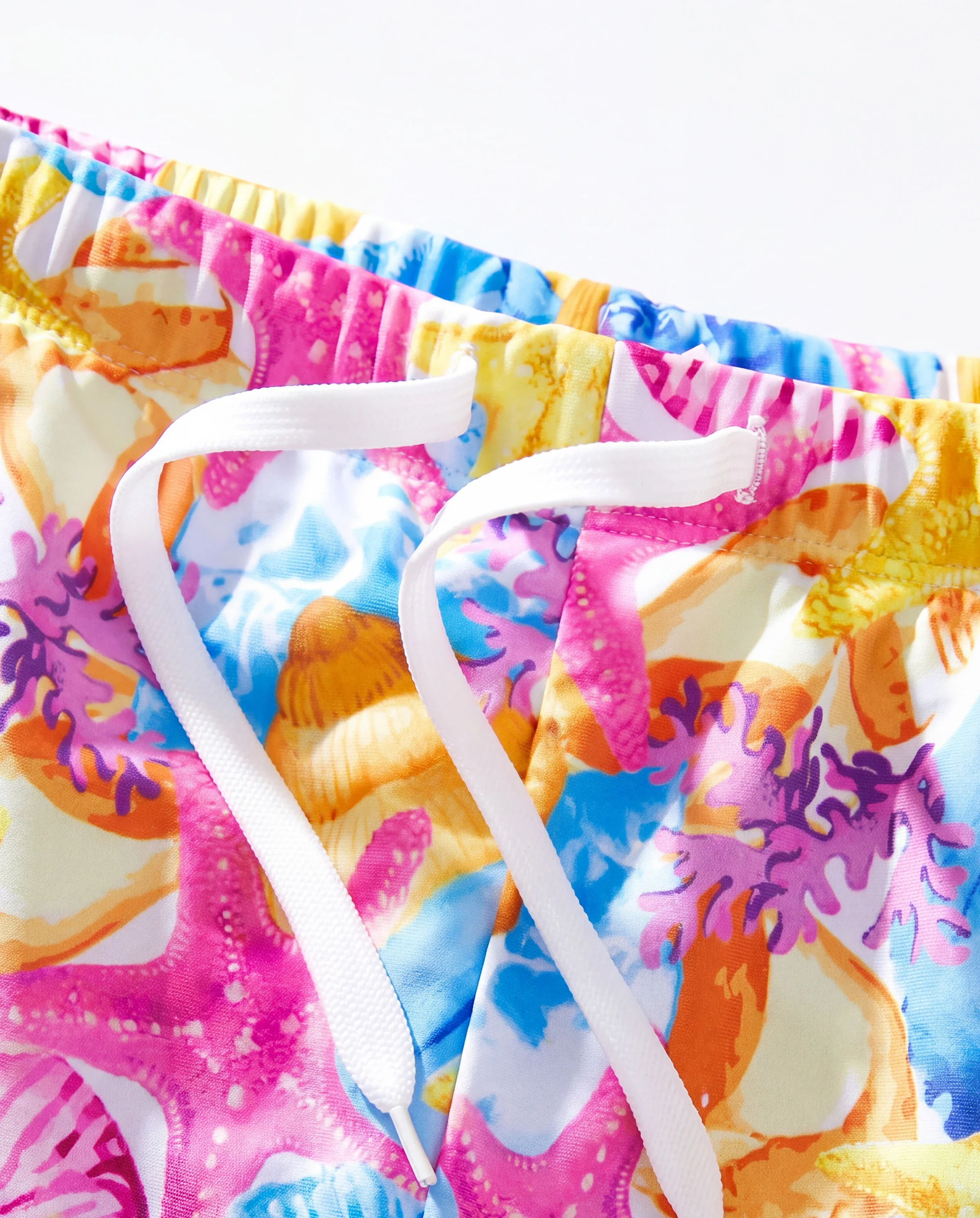 Family Matching Seashell & Starfish Print Swimsuits Ruched One-Piece & Swim Trunks Set Multi-color - Image 8