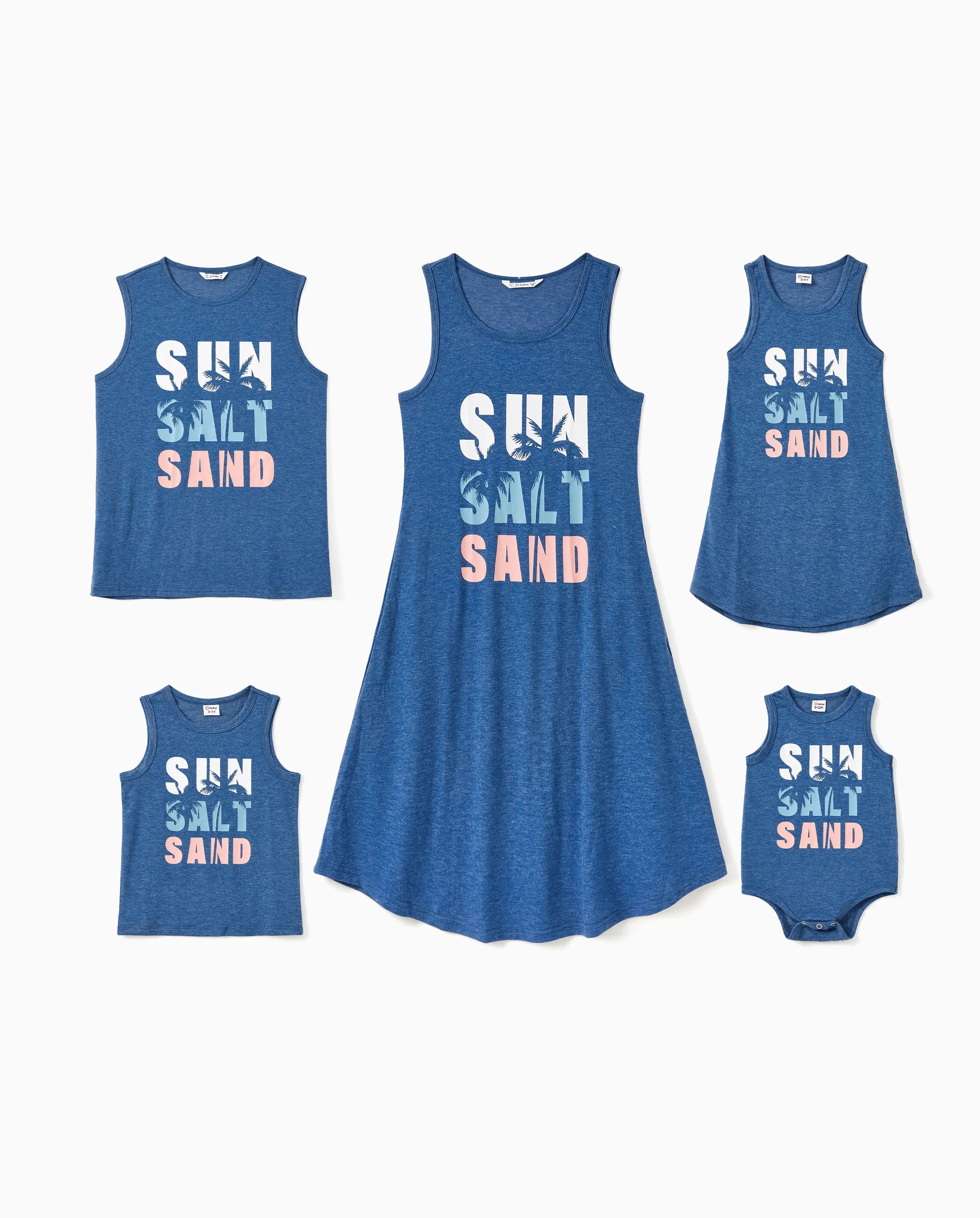 Family Matching Sets Blue Tank Top or Flowy A-Line Tank Dress with Pockets Blue - Image 10