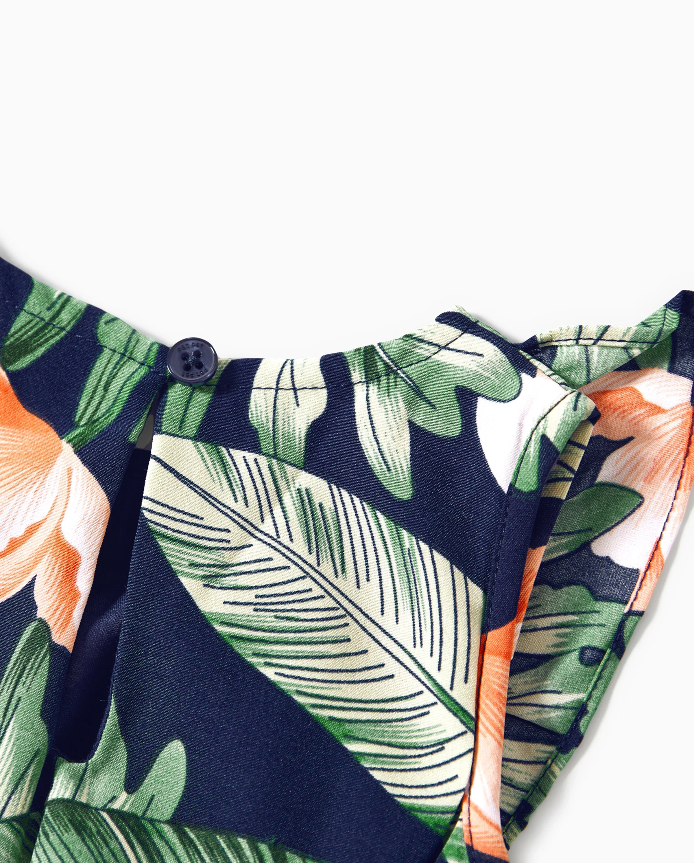 Family Matching Sets Floral Panel Short-sleeve T-shirts or All Over Floral Print V Neck Spaghetti Strap Midi Dresses with Hidden Snap royalblue - Image 9