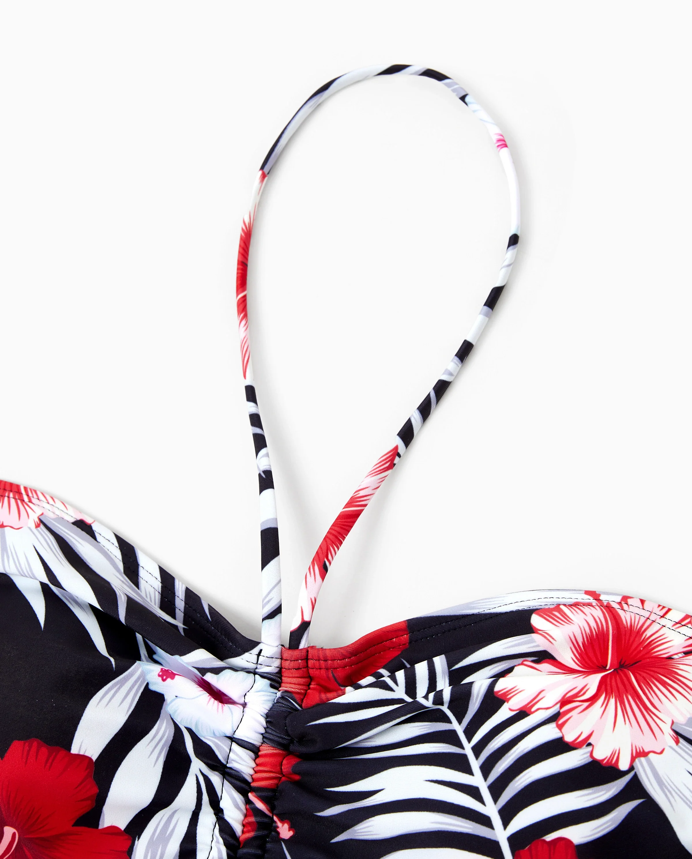 Family Matching Tropical Floral Swim Trunk or 2 Pieces Halter Swimsuit Black - Image 7