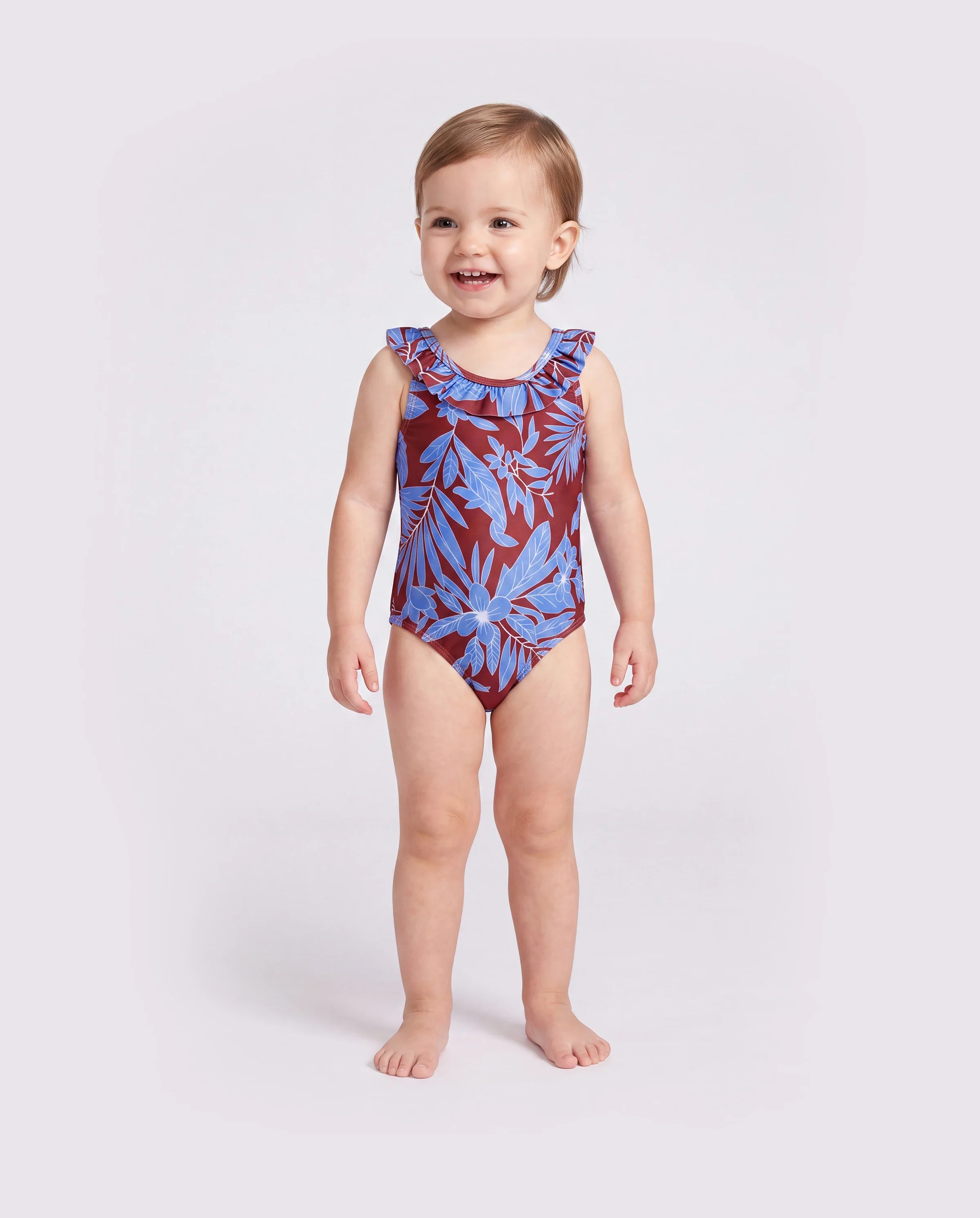 Family Matching Tropical Leaf Print Swimsuits Cutout One-Piece & Swim Trunks Set Multi-color - Image 4