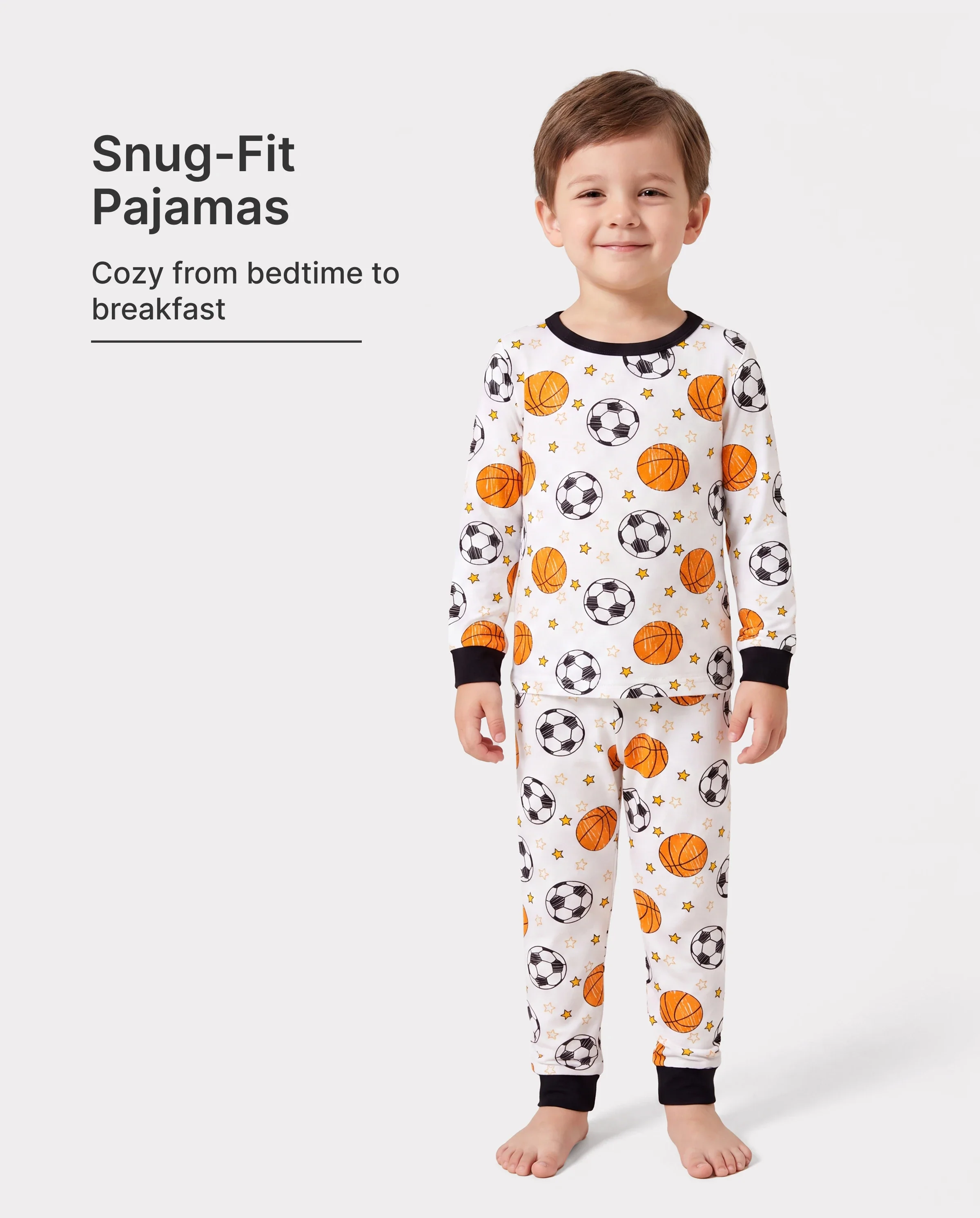 Halloween Pajamas Set with Childlike Print 2-piece Snug fit Organic Cotton Pajamas for Toddler / Kids Girls / Boys White - Image 2