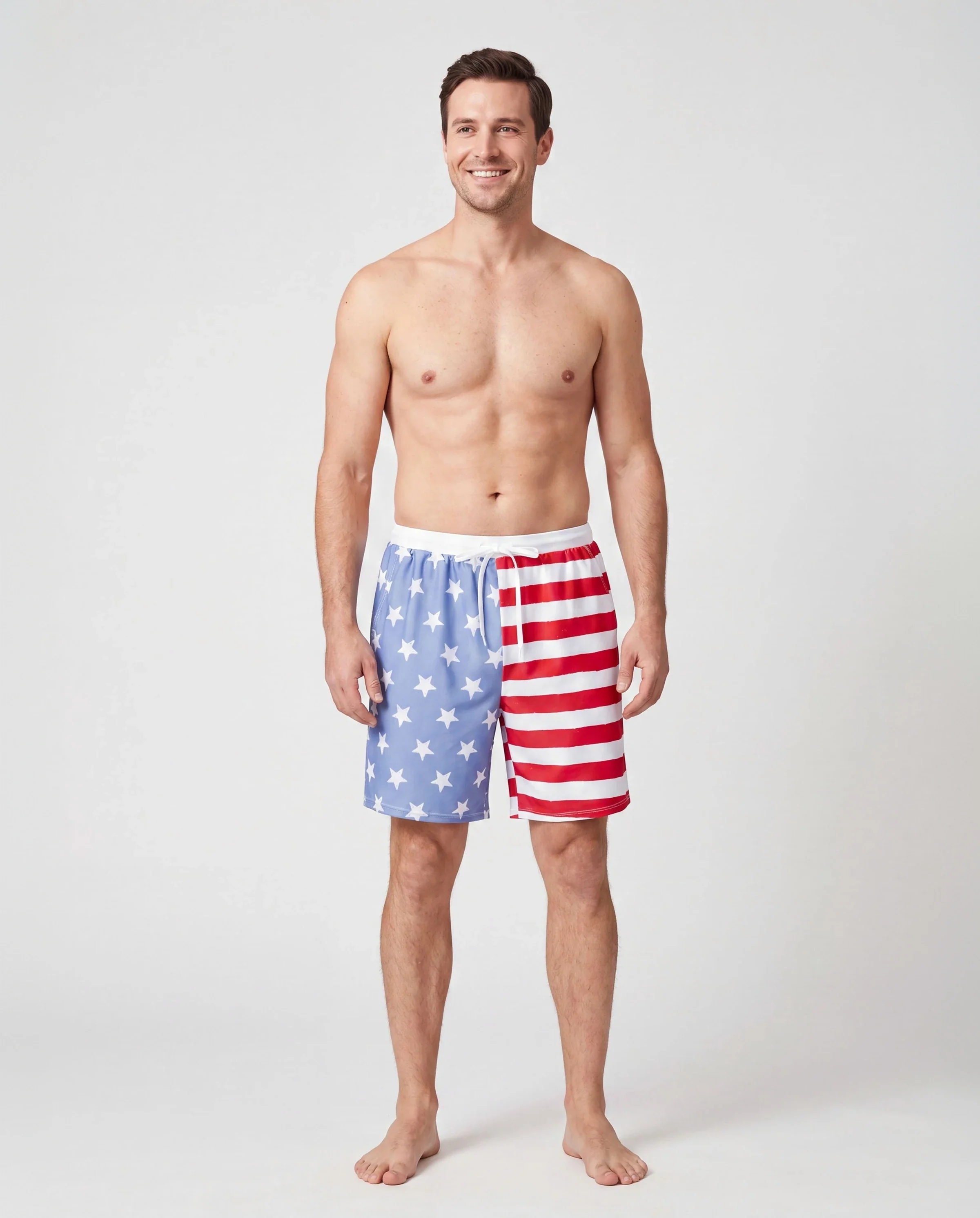 Independence Day 4th of July Daddy & Son Patriotic Swimwear Stars and Stripes Board Shorts Blue - Image 2