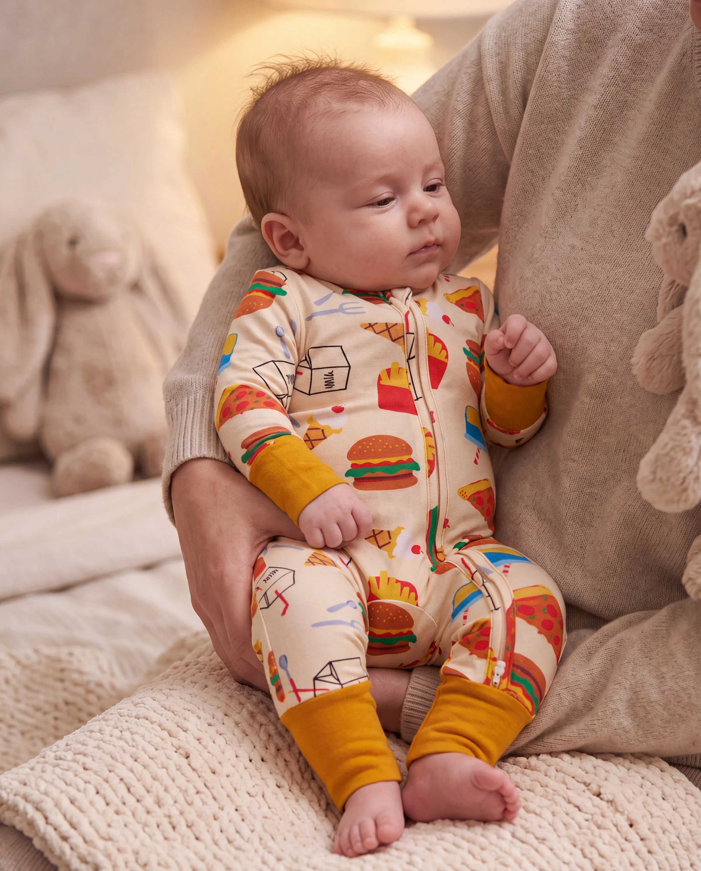 Kids Baby / Girl Bamboo Pajamas With Childlike Print (Snug-Fitting) Brown - Image 6