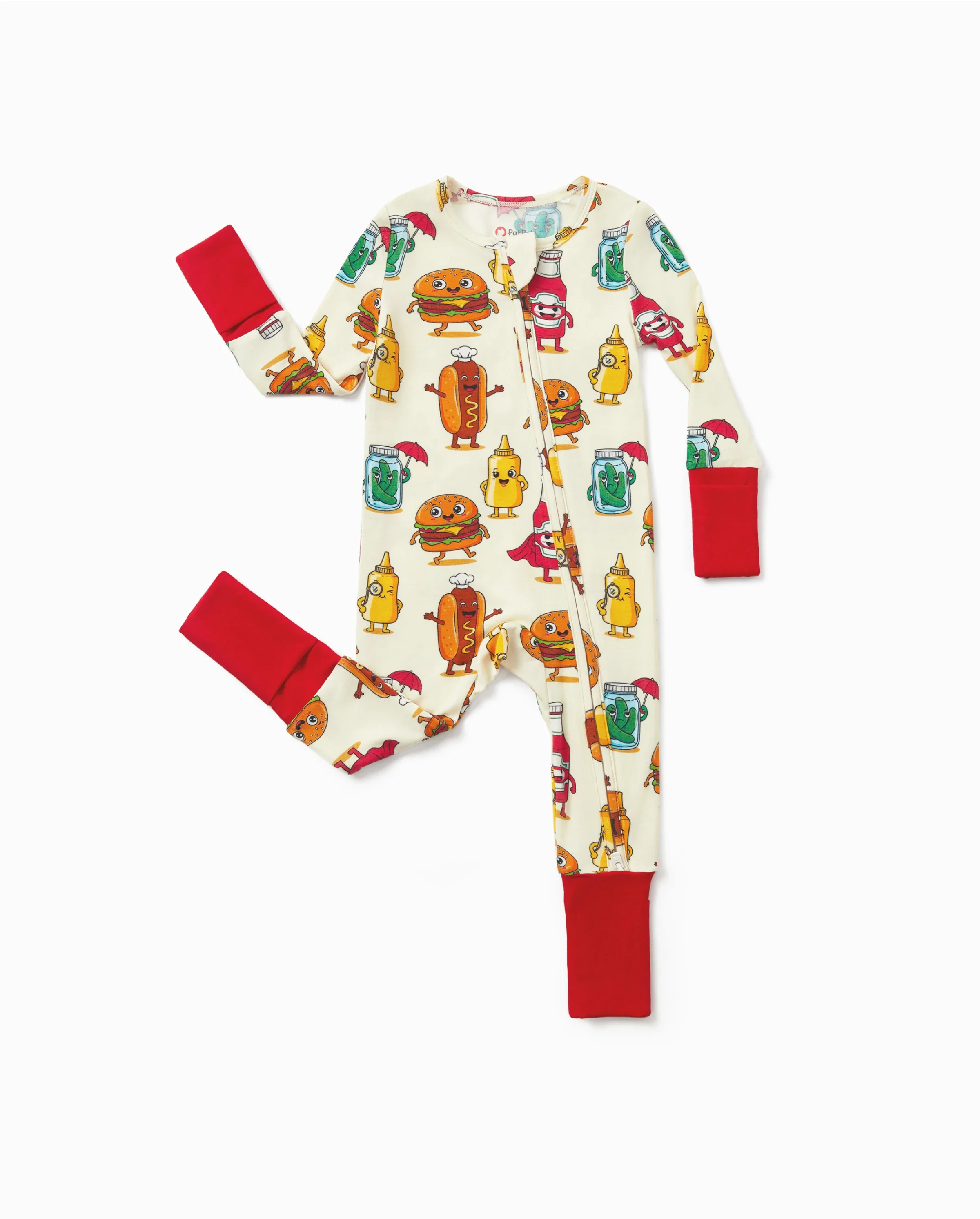Kids Baby / Girl Bamboo Pajamas With Childlike Print (Snug-Fitting) Red - Image 5