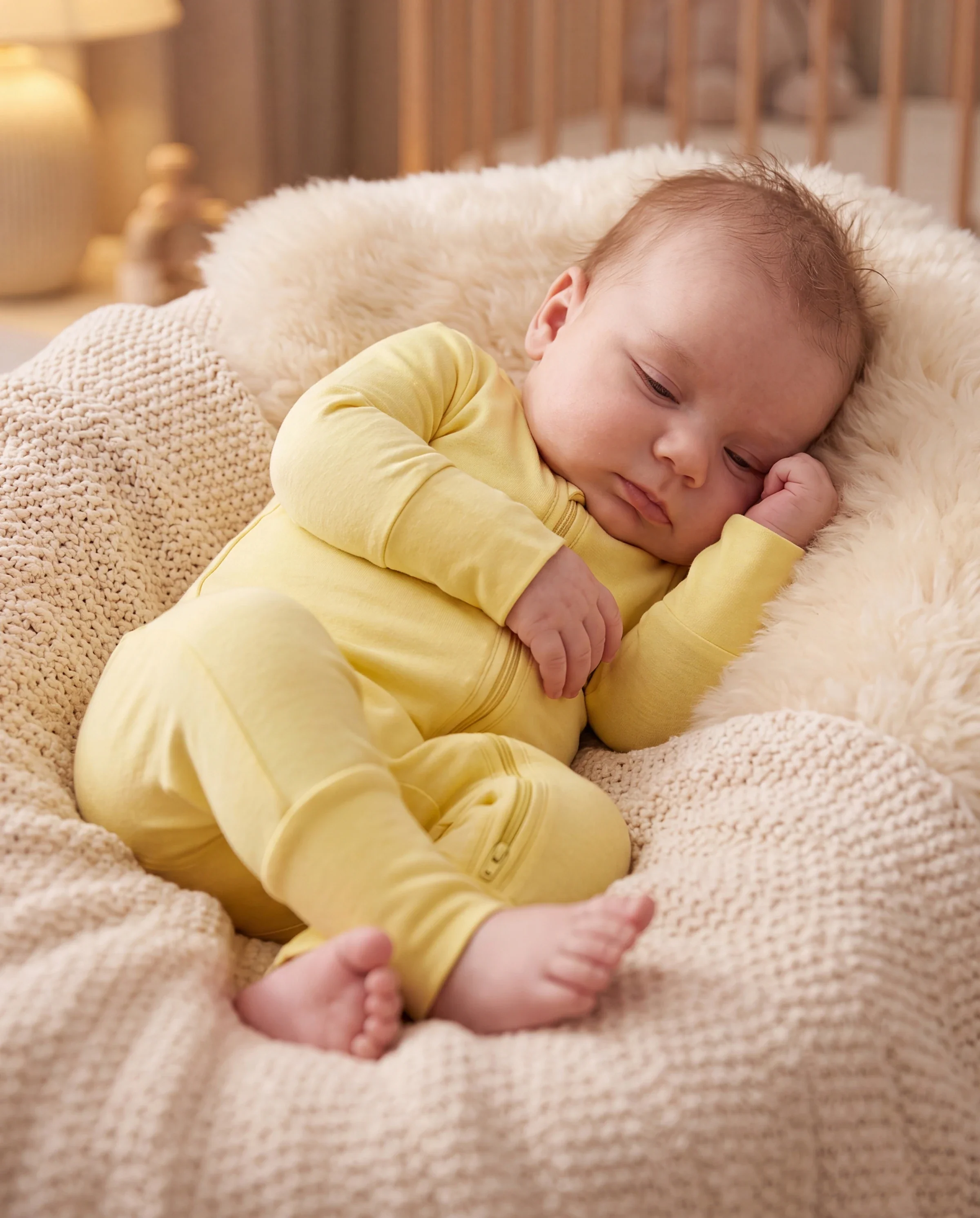 Kids Baby / Girl Bamboo Pajamas With Childlike Print (Snug-Fitting) Yellow - Image 6