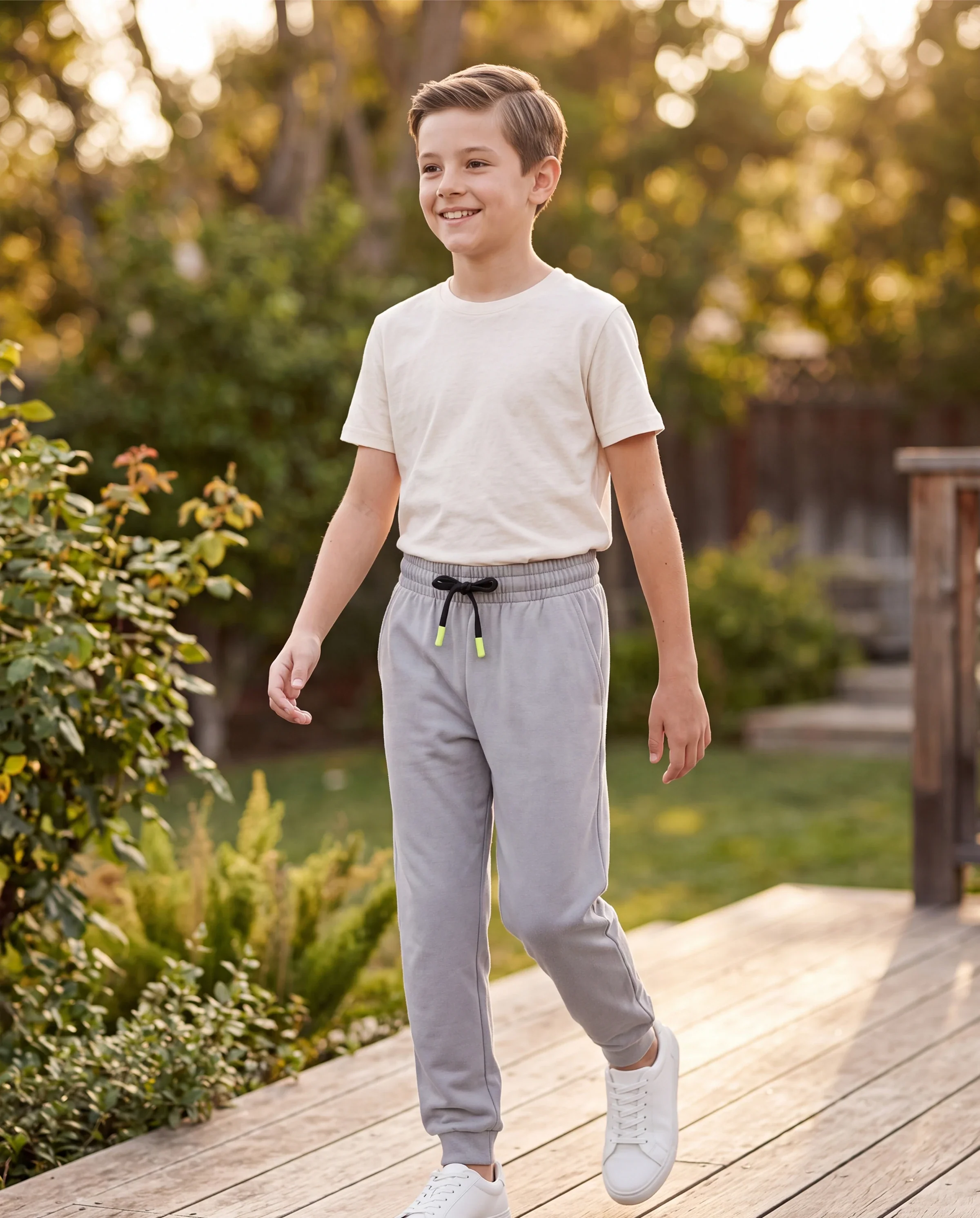 kids-jogger-pants-with-elastic-waistband-and-drawstring-comfortable-everyday-sweatpants-with-pockets-for-boys-and-girls-light-grey - Image 6