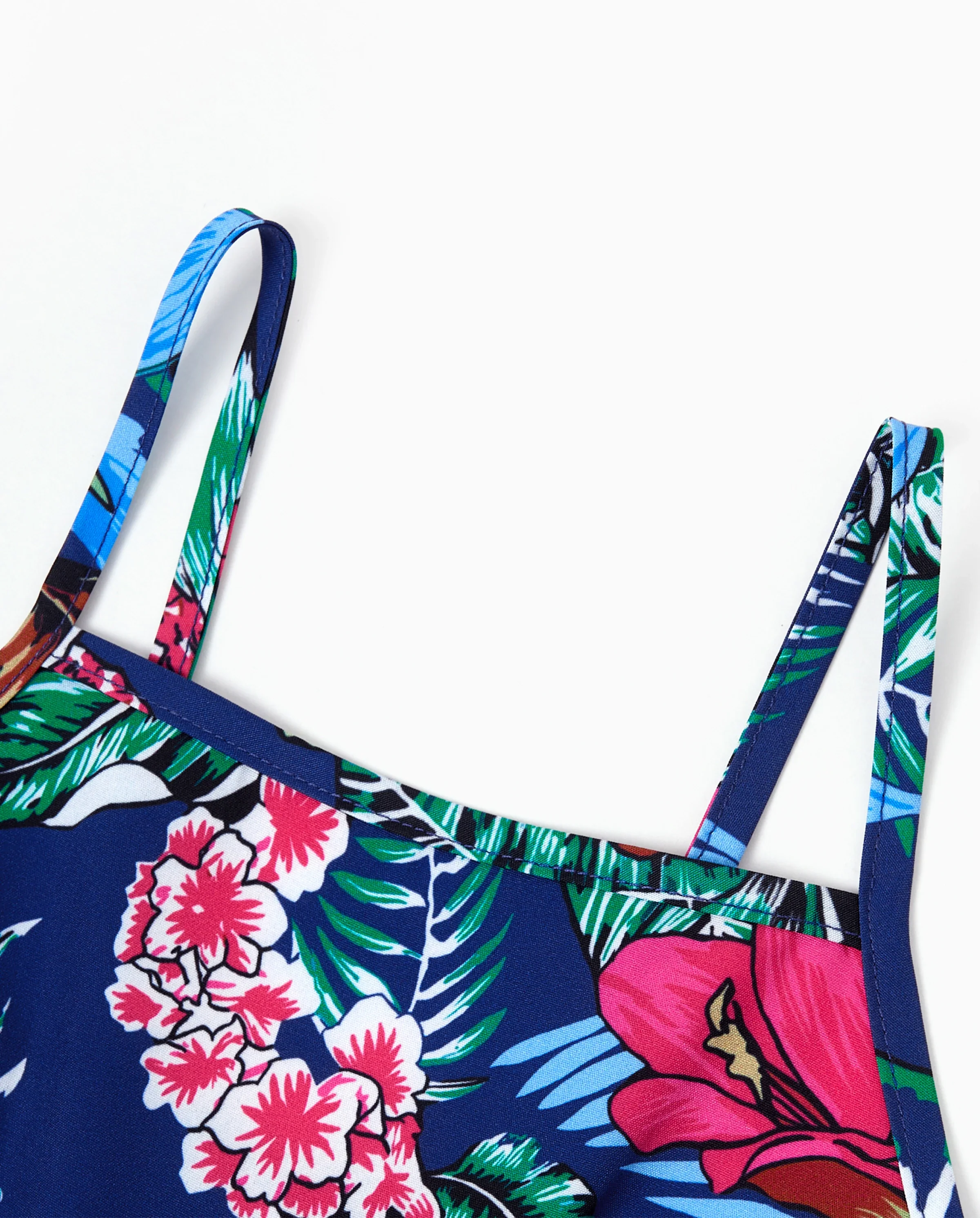 Matching Family Floral Print Sleeveless Cami Jumpsuit for Mommy & Me Deep Blue - Image 5
