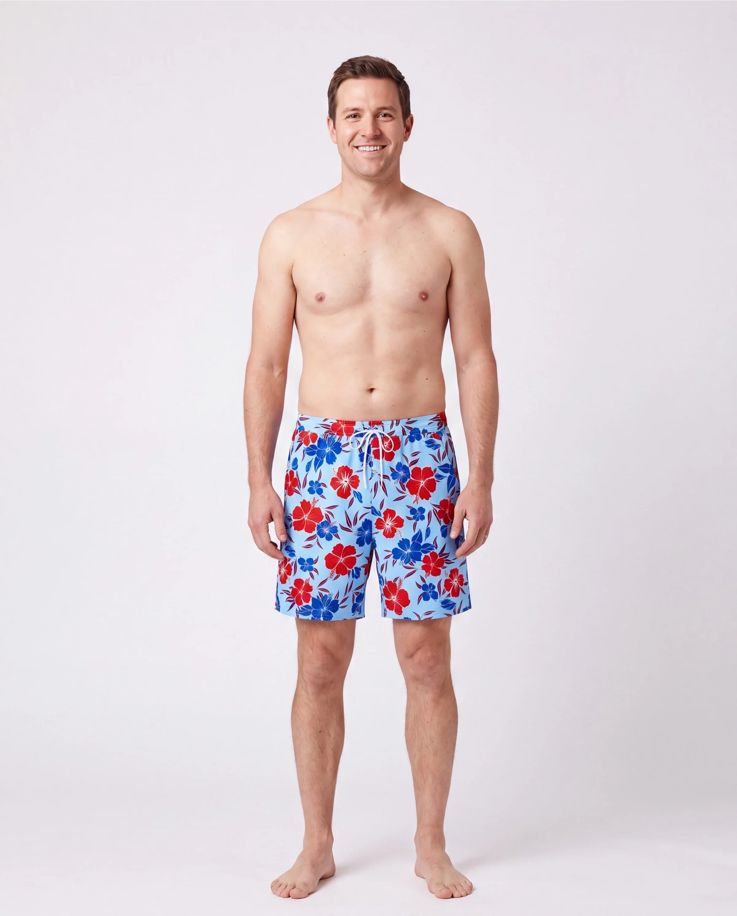 Matching Family Swimwear Floral Print Bikini & Swim Trunks Set for Mom, Dad, & Kids, Perfect for Summer Beach Days & Pool Parties Red - Image 5