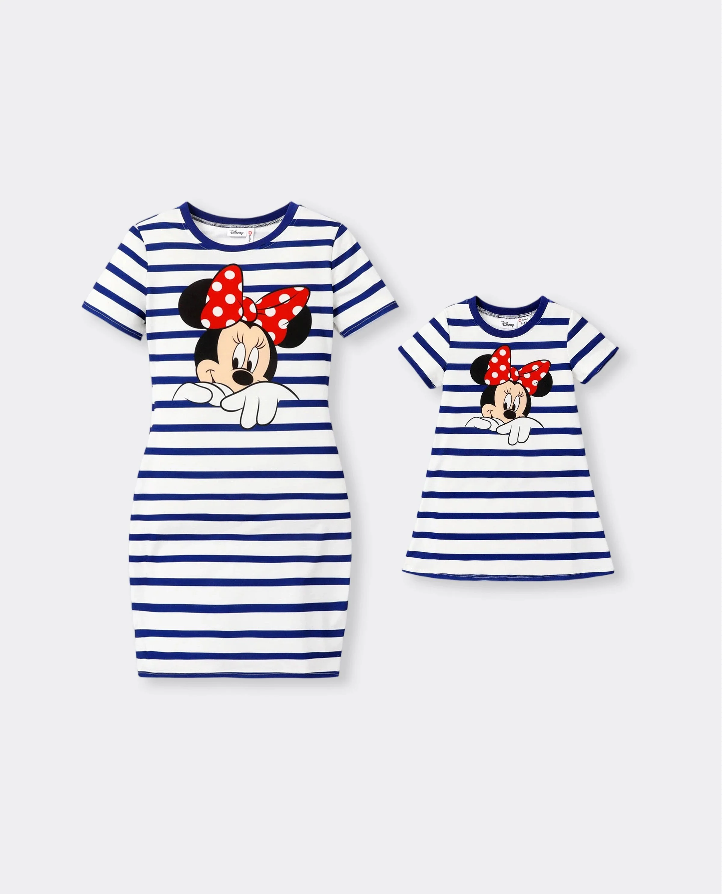 Disney Mickey and Friends Mommy and Me Family Matching Stripe & Character Print Short-sleeve Naia™Dresses and T-shirts Sets COLOREDSTRIPES