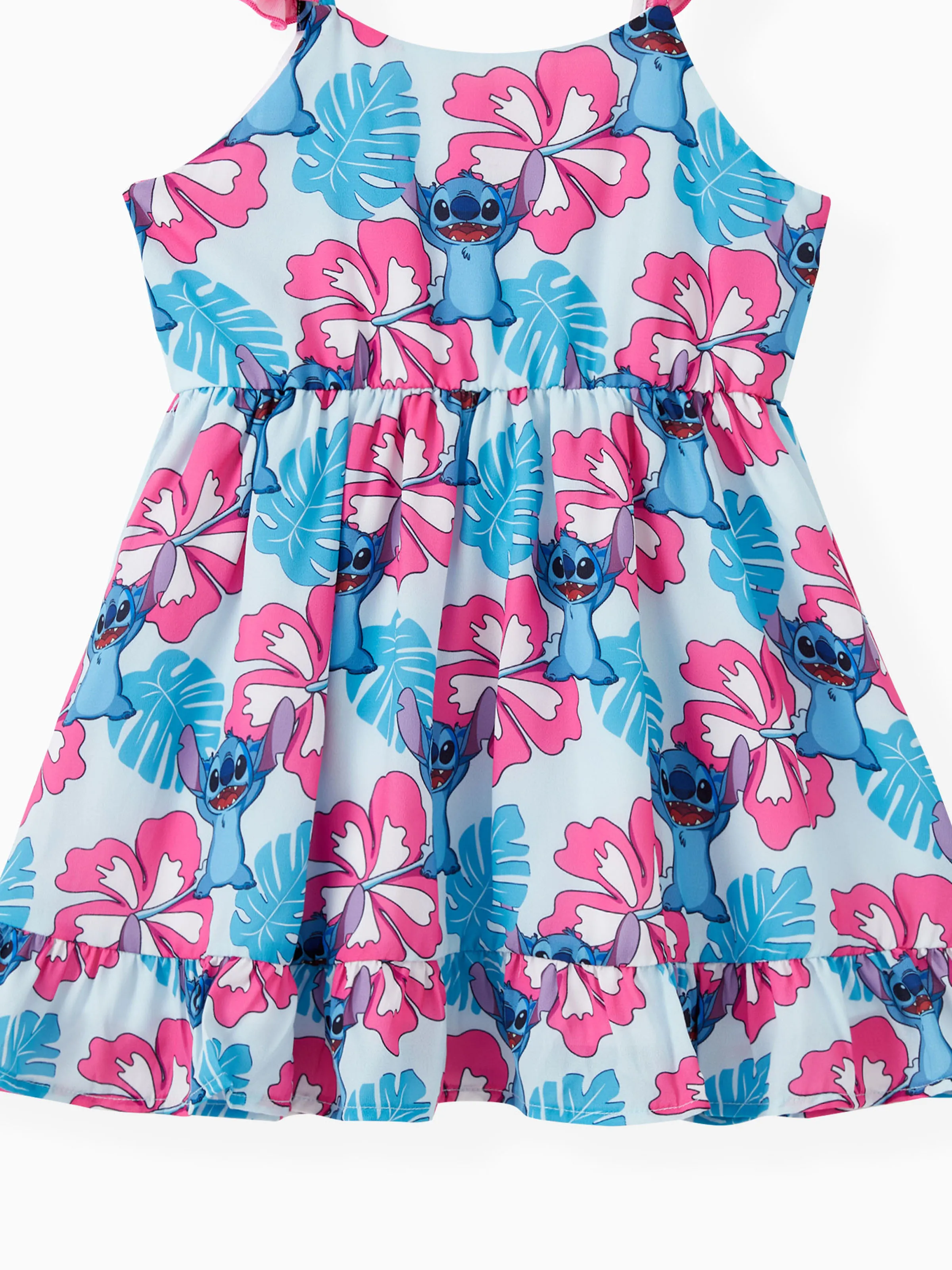Disney Stitch Mommy and Me Family Matching Naia™ Stitch and Hawaii Style Floral Print Sleeveless Dress/Onesie/Shirt Multi-color - Image 11