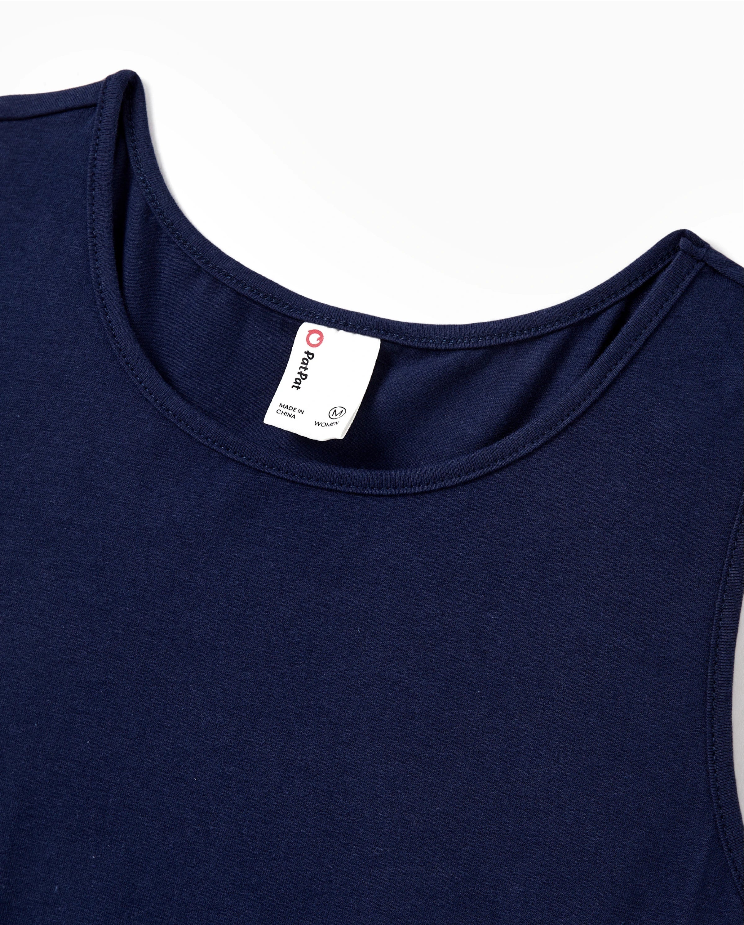 Mommy and Me Family Matching Cotton Tee Flora Print Splicing Shirt or Tank Dress Deep Blue - Image 7