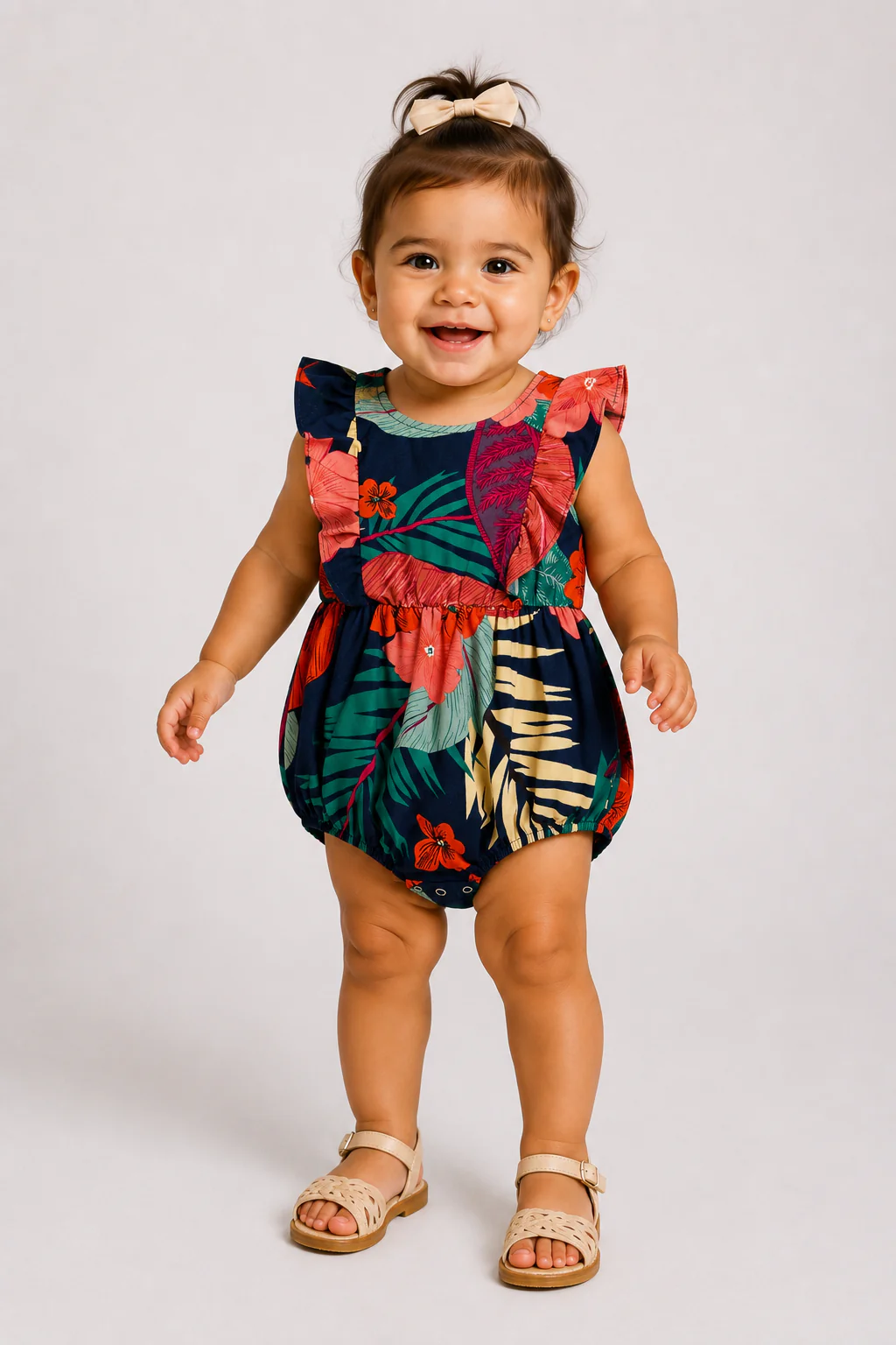 Mommy and Me Family Matching Sets Floral Panel Black tee and V-neck Strap Dress with Hidden Snap Deep Blue - Image 6