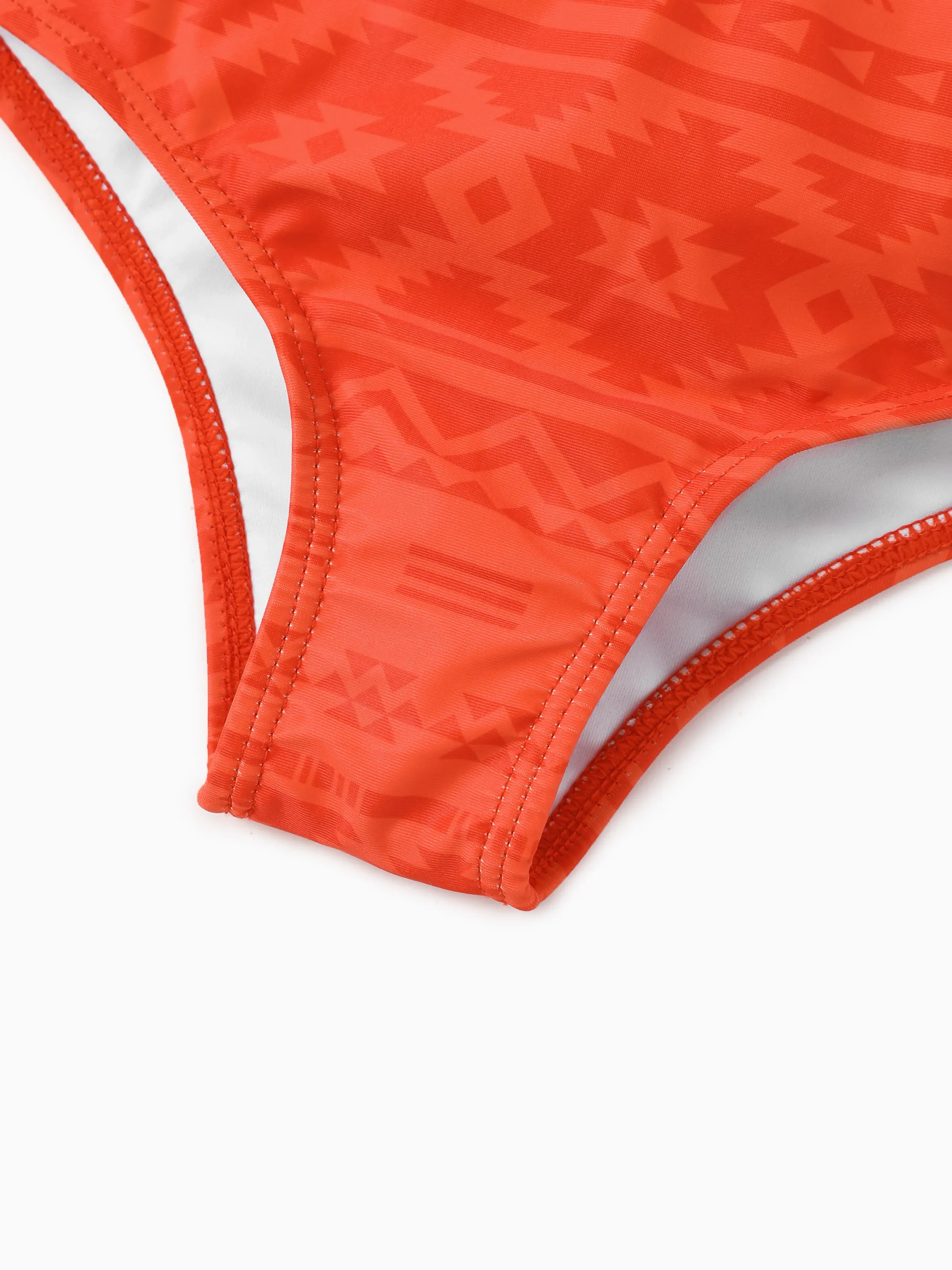 Mommy & Me Tropical Floral Print Ruffle Trim Bikini with Optional Beach Cover-Up Dress Orange - Image 10
