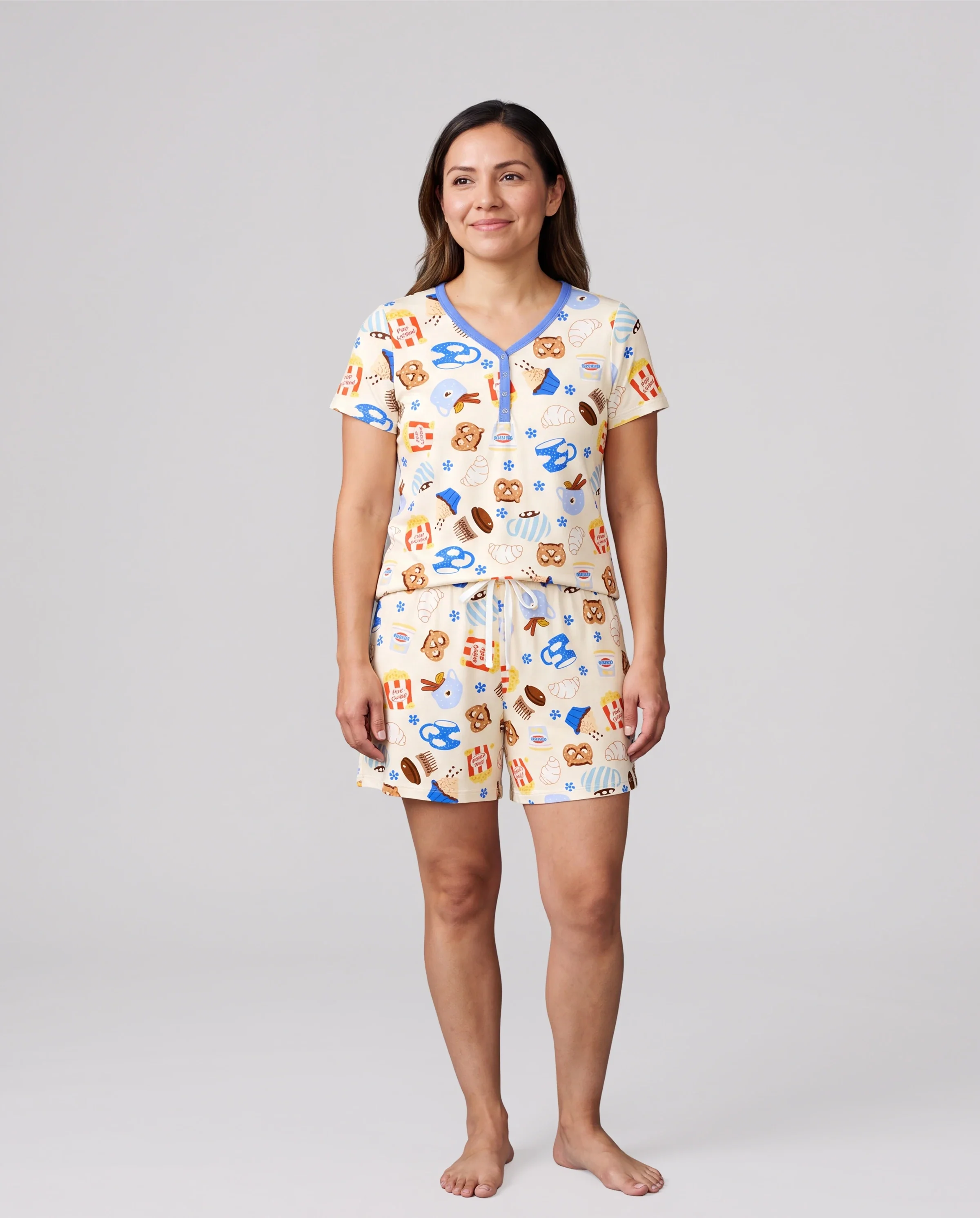 Mommy & me Bamboo Pajamas Buttery Soft Bamboo Viscose PJs for Men Women Kids Toddler Baby, Cozy Dessert Print Short-sleeve Sleepwear Blue - Image 2