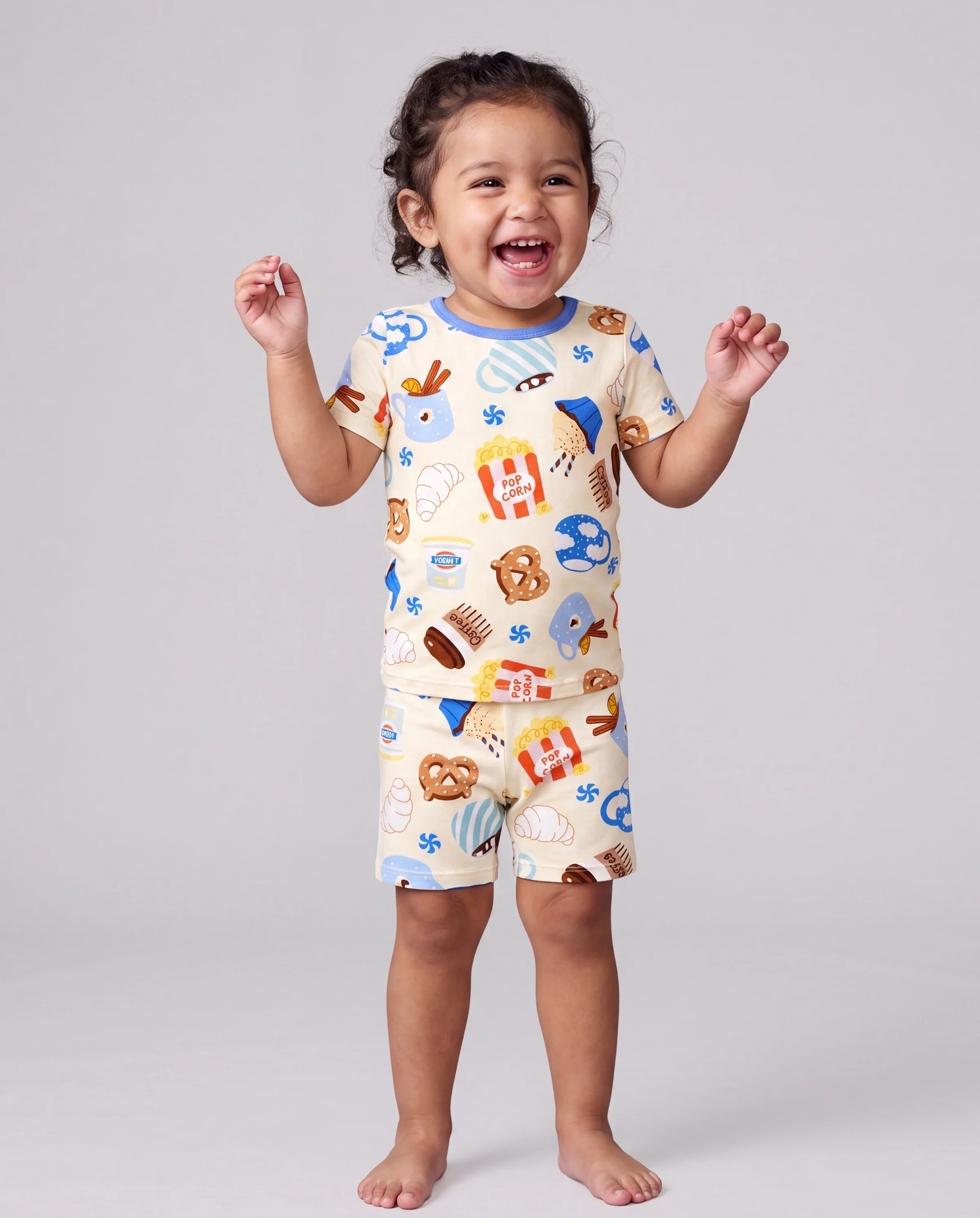 Mommy & me Bamboo Pajamas Buttery Soft Bamboo Viscose PJs for Men Women Kids Toddler Baby, Cozy Dessert Print Short-sleeve Sleepwear Blue - Image 3