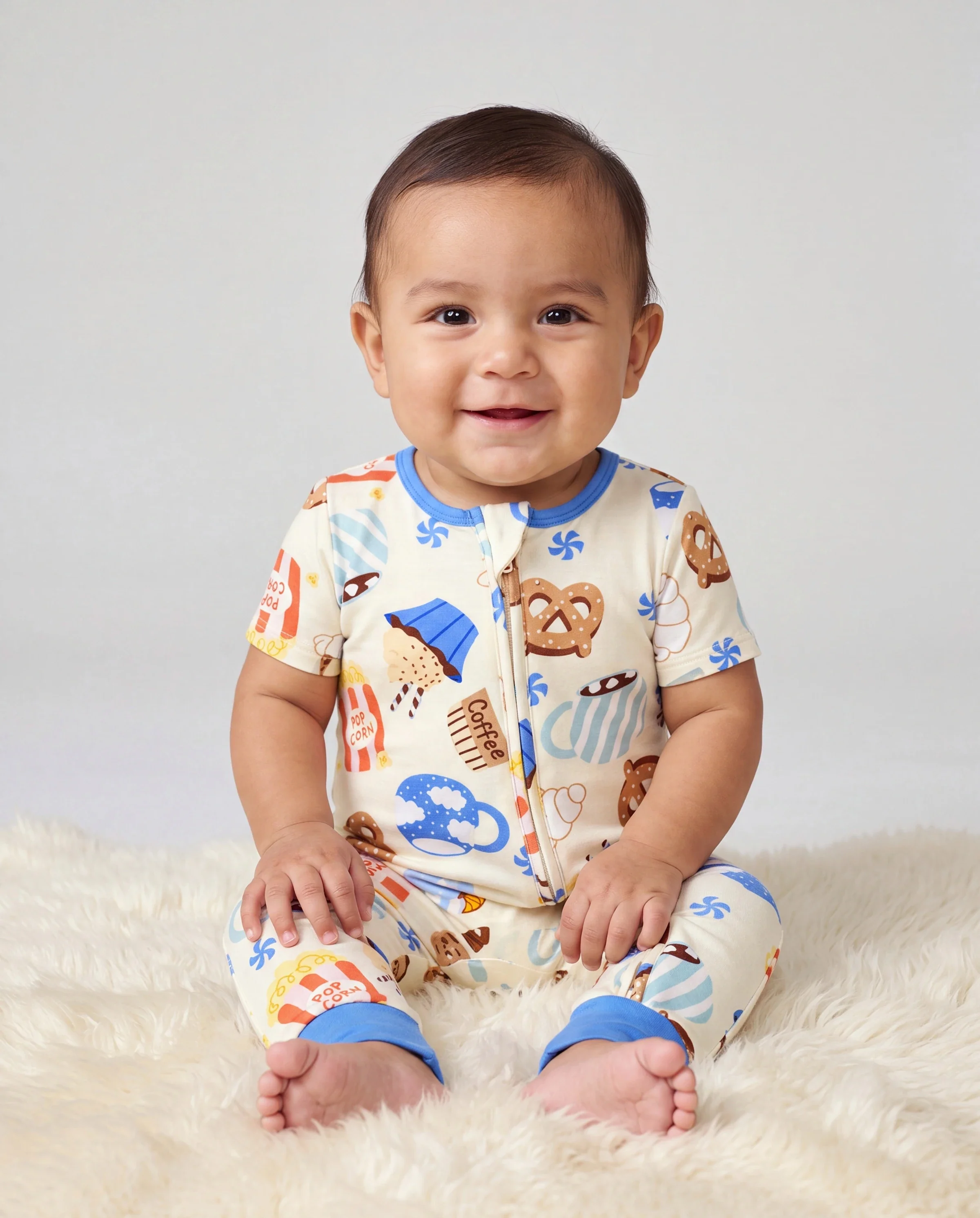 Mommy & me Bamboo Pajamas Buttery Soft Bamboo Viscose PJs for Men Women Kids Toddler Baby, Cozy Dessert Print Short-sleeve Sleepwear Blue - Image 4