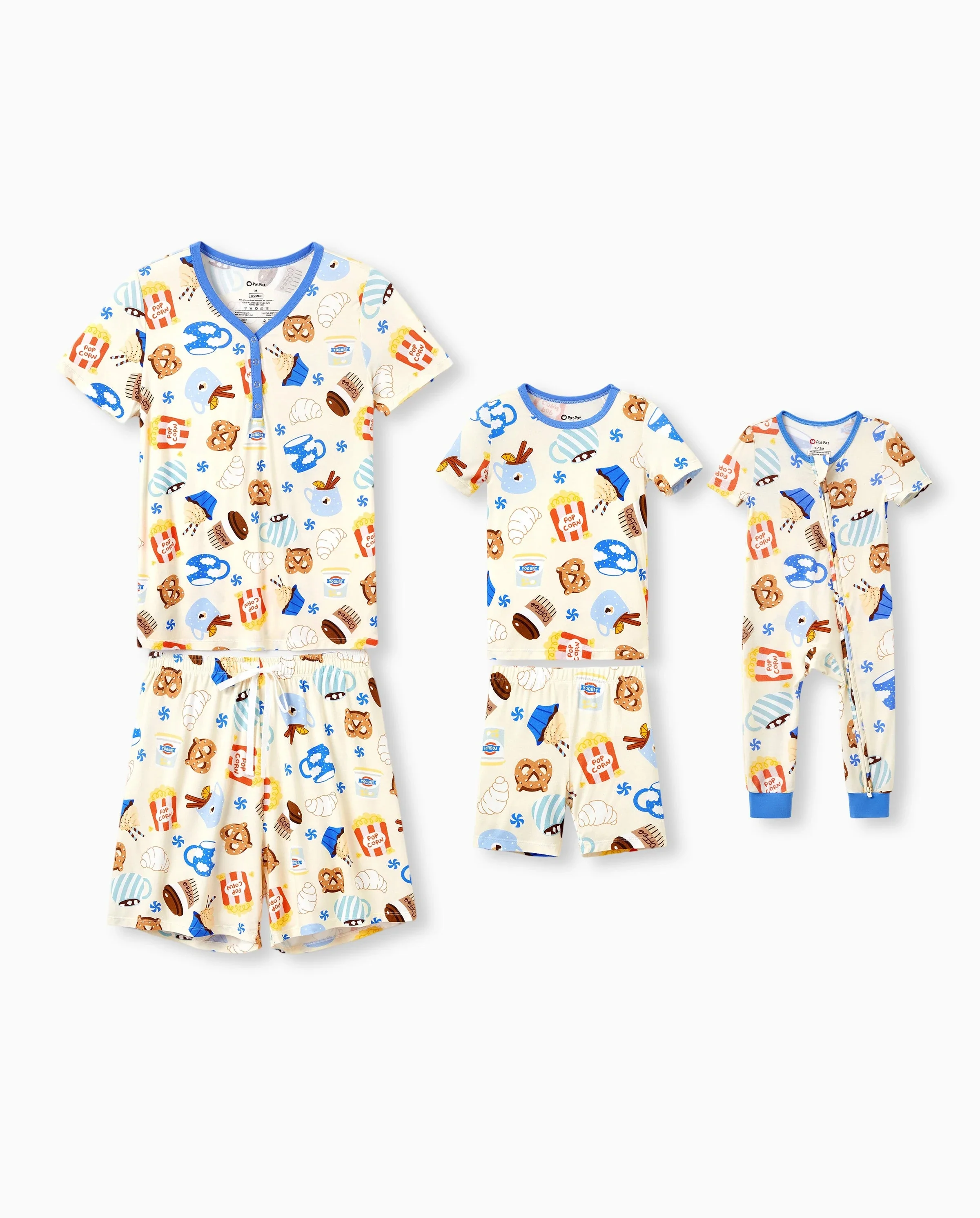 Mommy & me Bamboo Pajamas Buttery Soft Bamboo Viscose PJs for Men Women Kids Toddler Baby, Cozy Dessert Print Short-sleeve Sleepwear Blue - Image 8