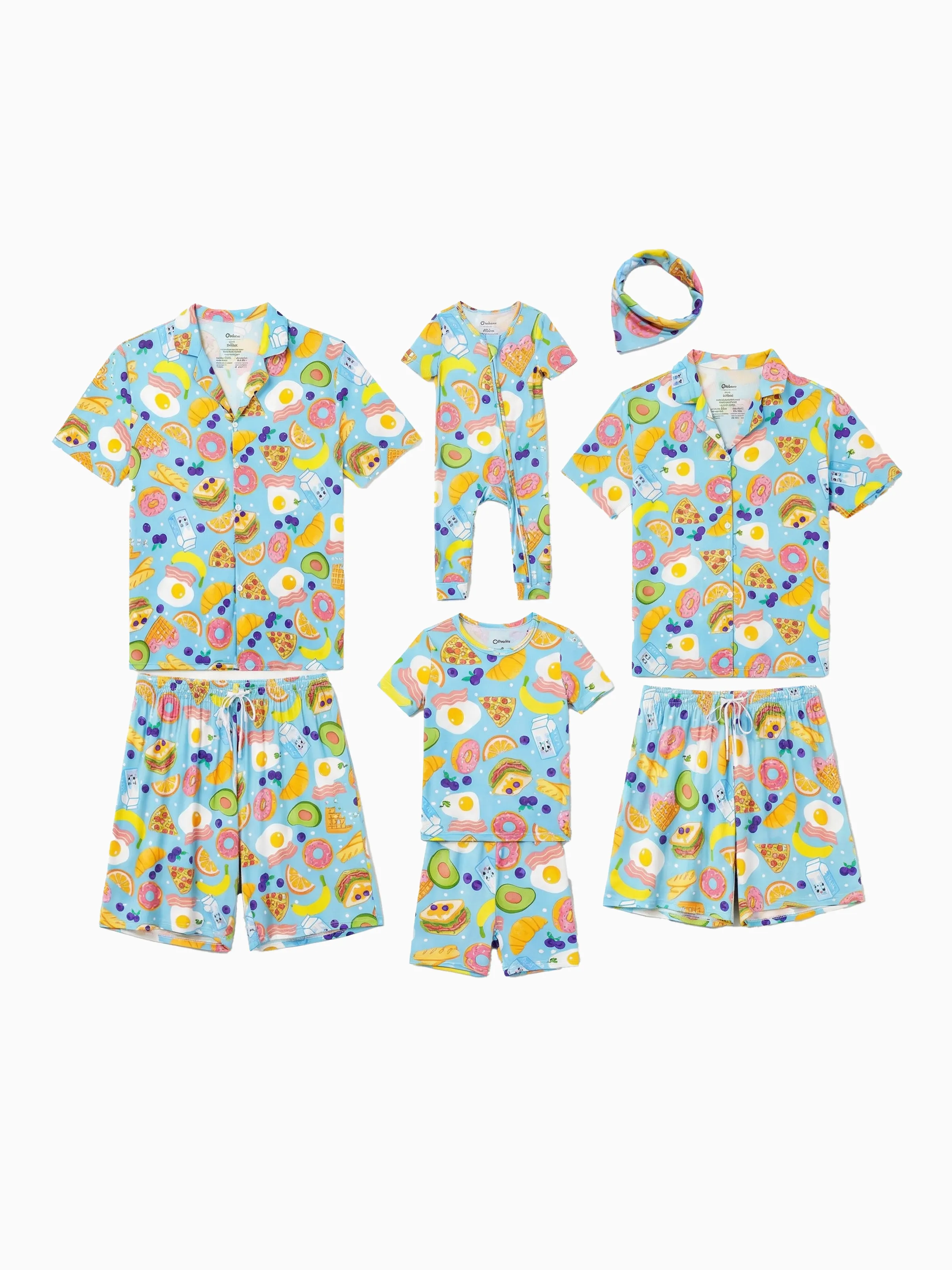 Mommy & me Bamboo Pajamas Soft Bamboo Viscose PJs for Men Women Kids Toddler, Fun Food & Fruit Print Short-sleeve Sleepwear Blue - Image 2