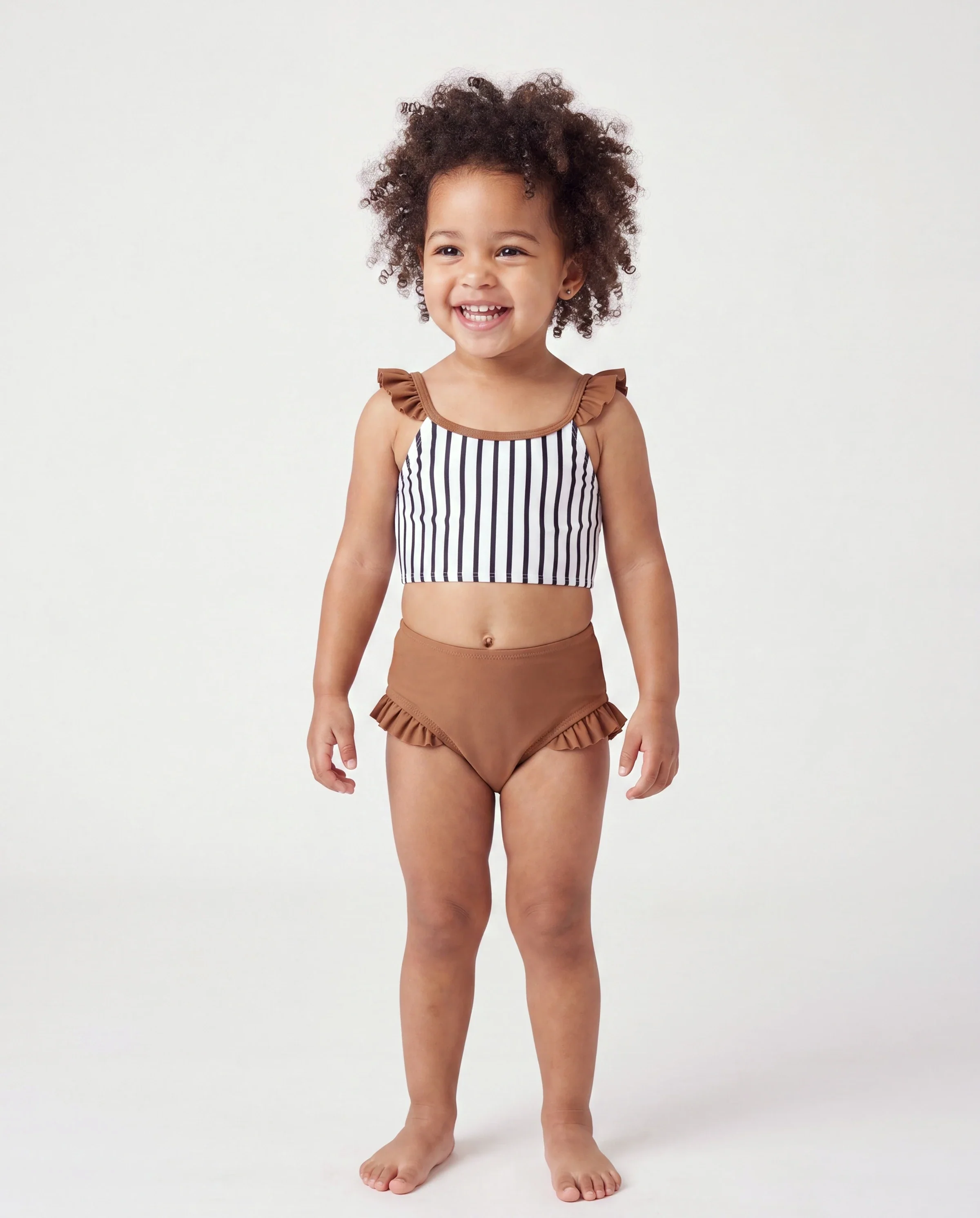 Mommy & me Color Block Swimsuits Striped Bikini & Swim Trunks Set Color block - Image 3