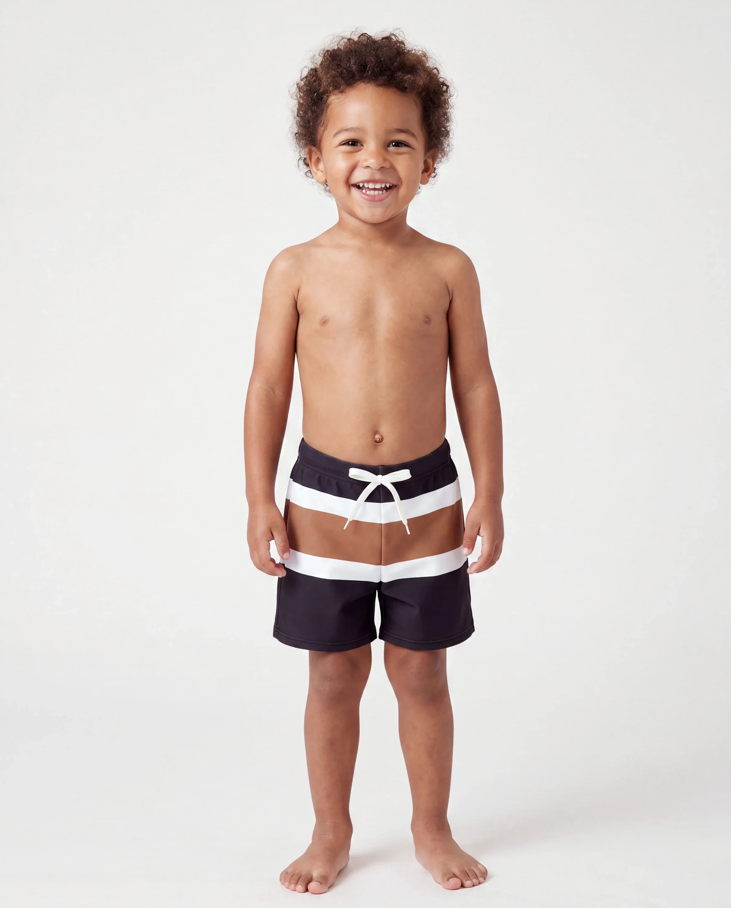 Mommy & me Color Block Swimsuits Striped Bikini & Swim Trunks Set Color block - Image 4