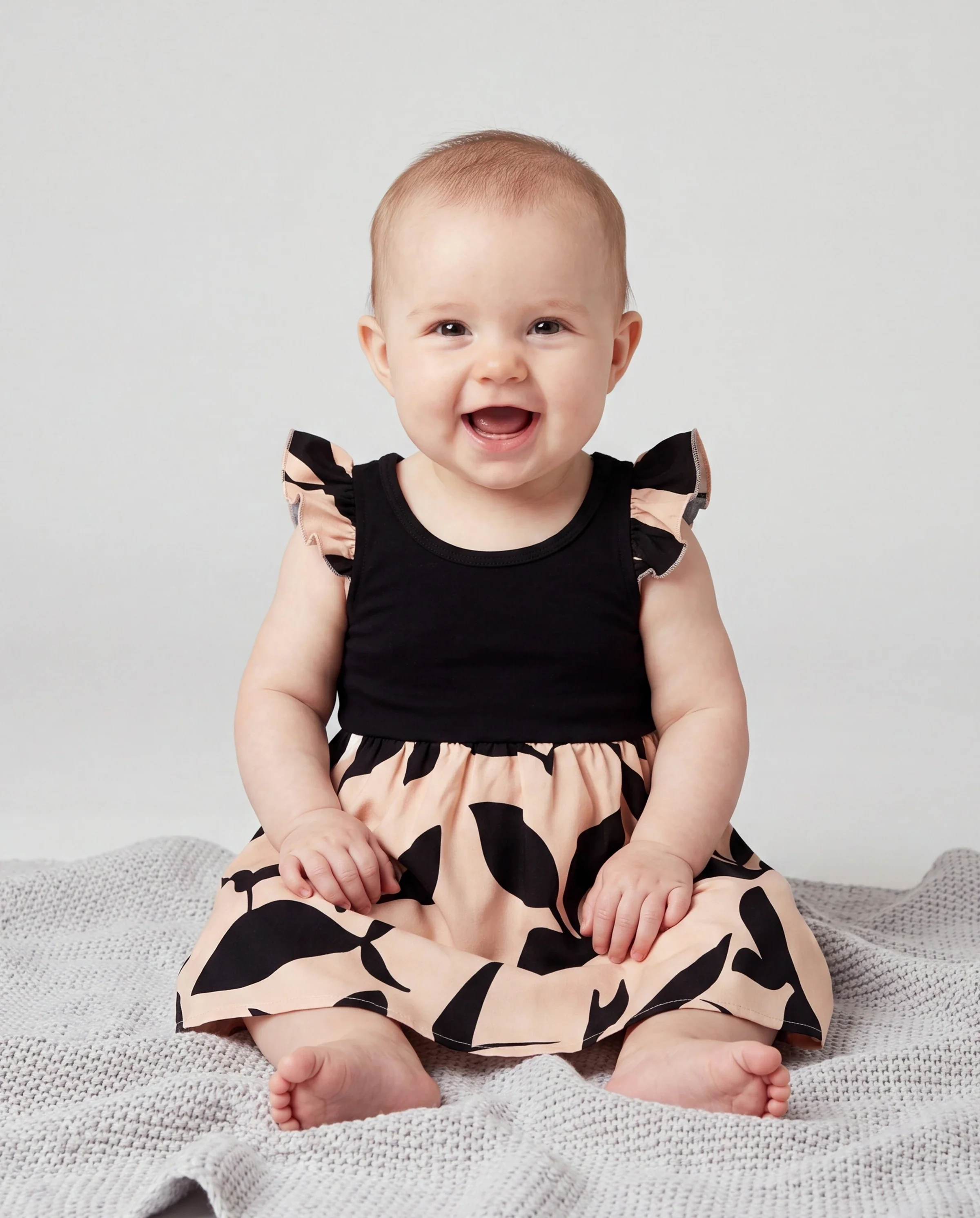 Mommy & me Cross Back Floral Strap Dress and Colorblock Top Sets Black - Image 4