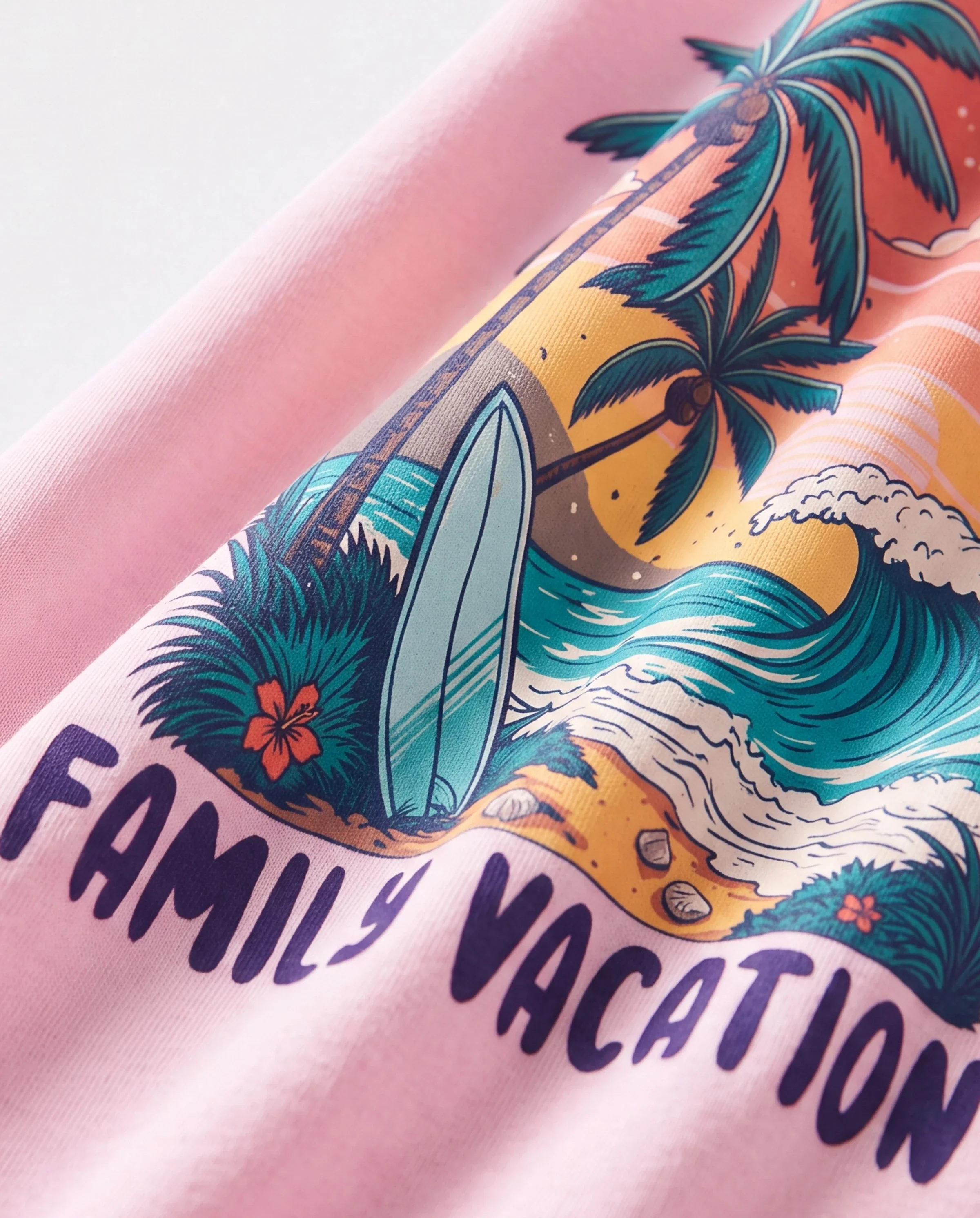 Mommy & me "Family Vacation" Graphic Cotton Tees Tropical Surf Print T-Shirt Multi-color - Image 4